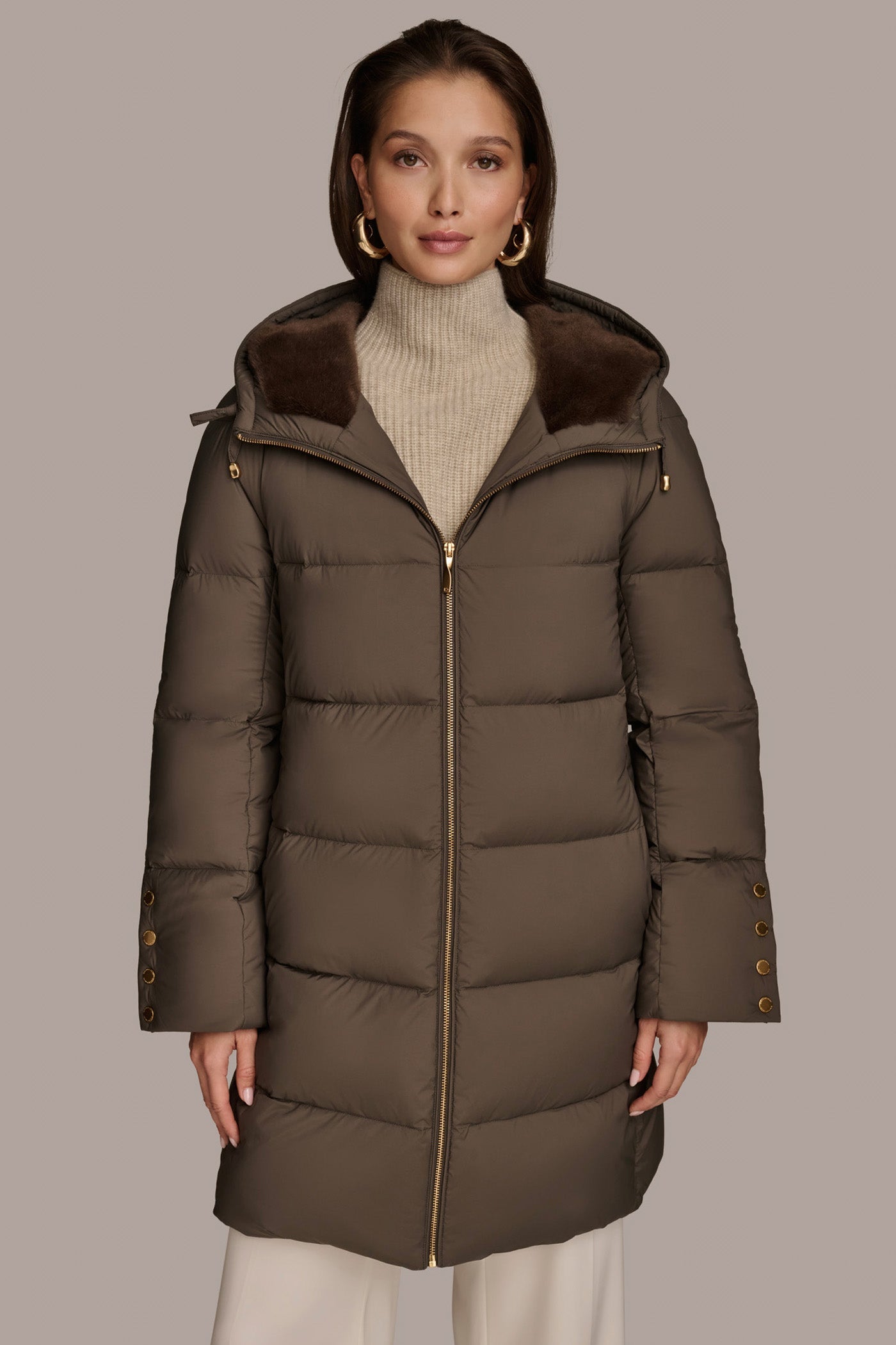 HICKORY Long Hooded Down Filled Puffer Coat Donna Karan