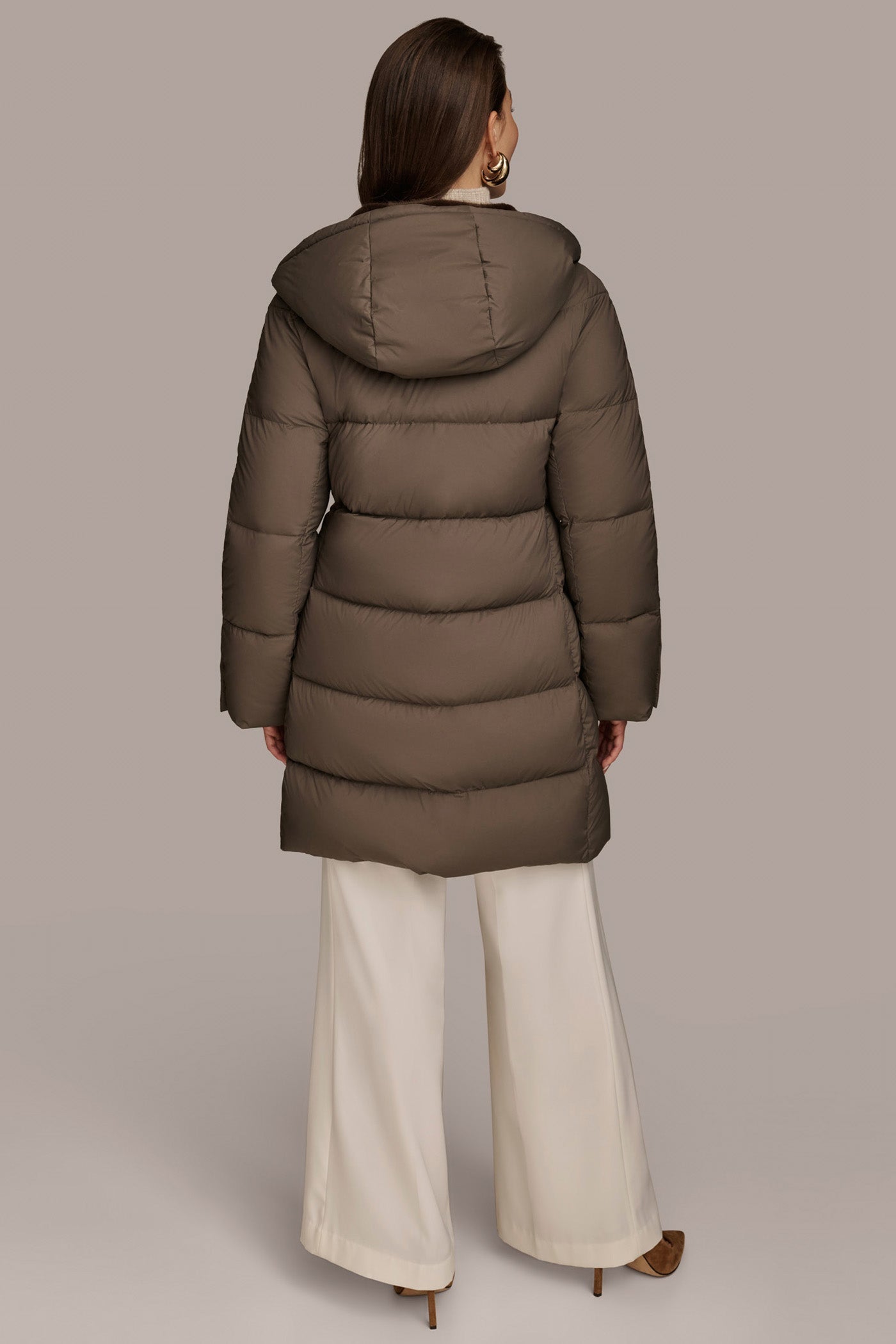 HICKORY Long Hooded Down Filled Puffer Coat Donna Karan