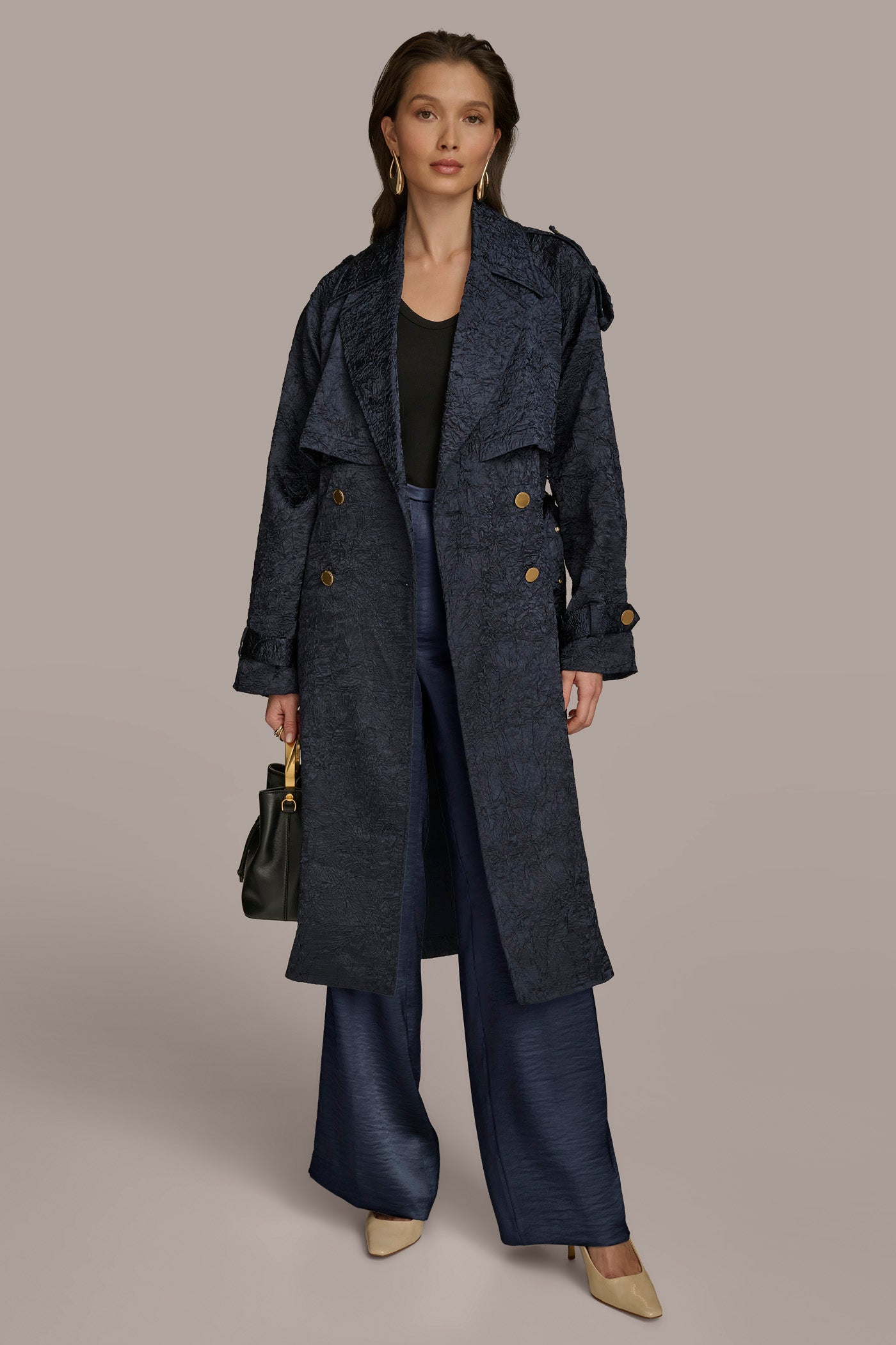 NIGHTFALL CRUSHED SATIN TRENCH COAT Donna Karan