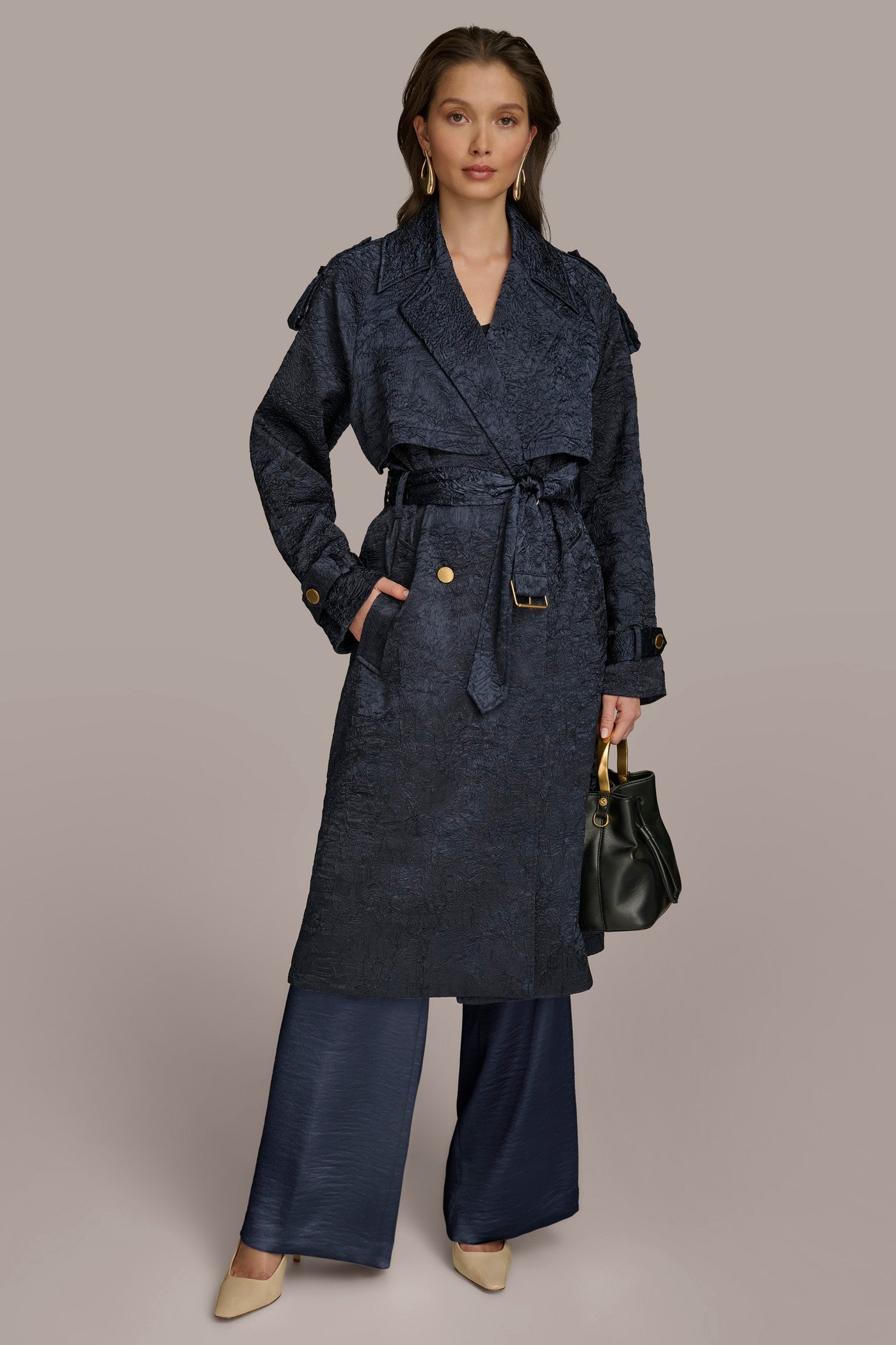 NIGHTFALL CRUSHED SATIN TRENCH COAT Donna Karan