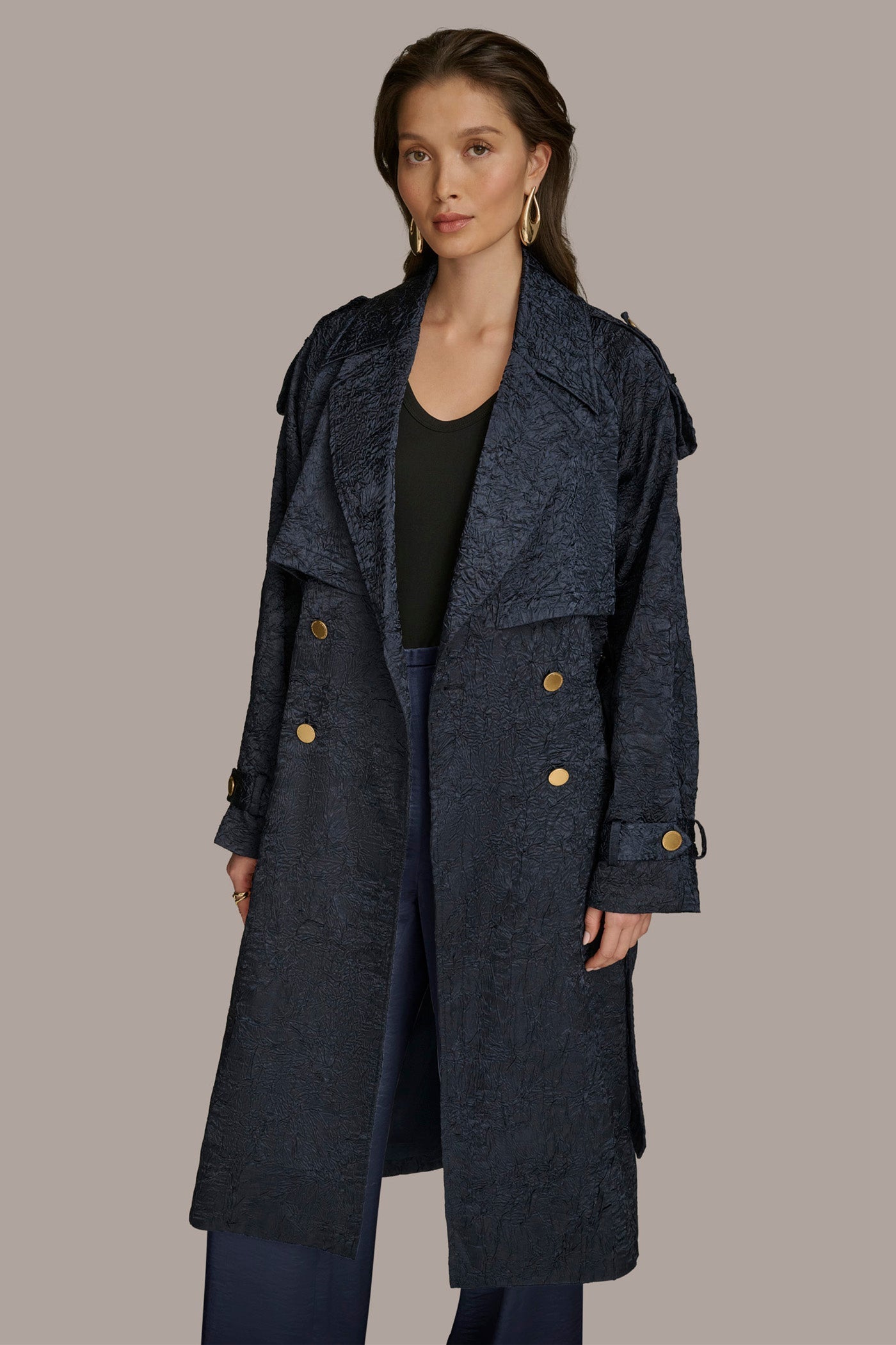 NIGHTFALL CRUSHED SATIN TRENCH COAT Donna Karan