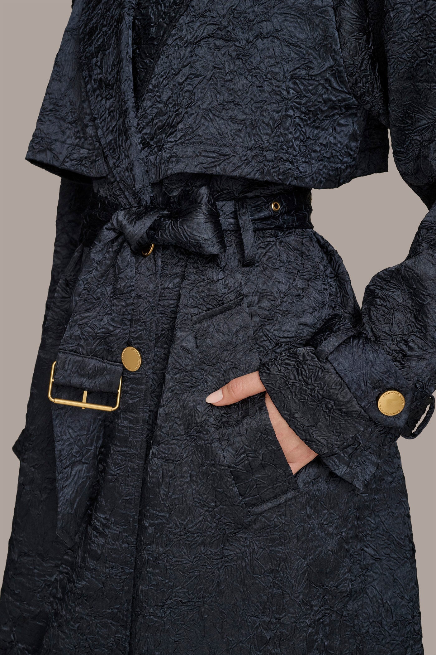 NIGHTFALL CRUSHED SATIN TRENCH COAT Donna Karan