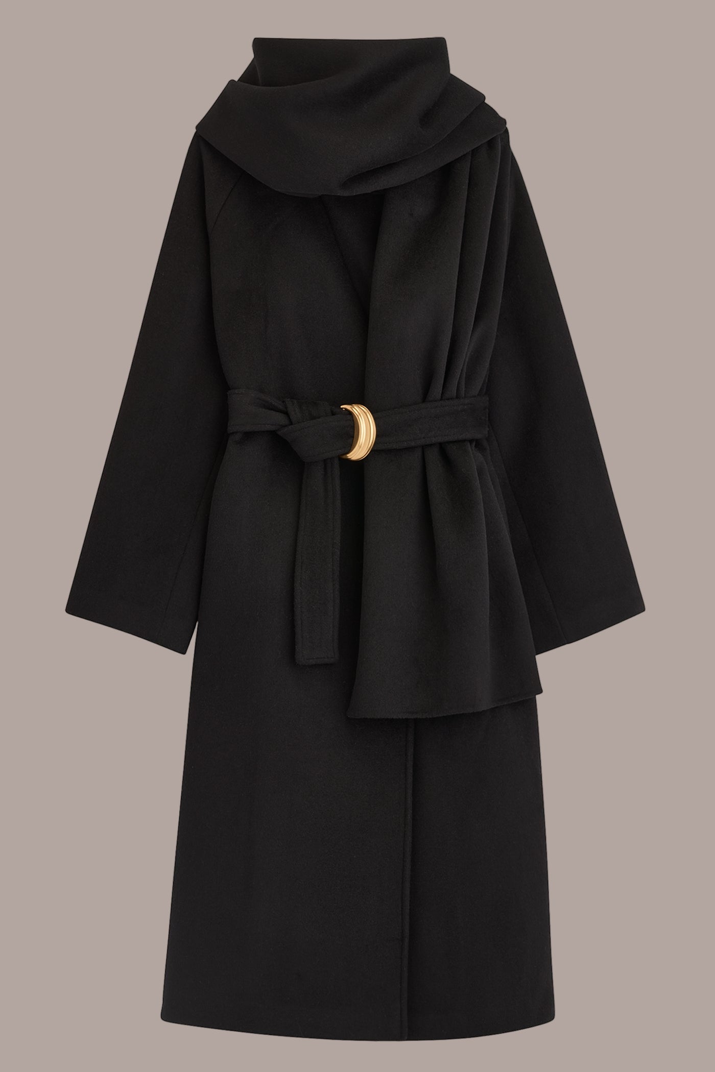 Chalk/Black Stripe WOOL LONG COAT Donna Karan