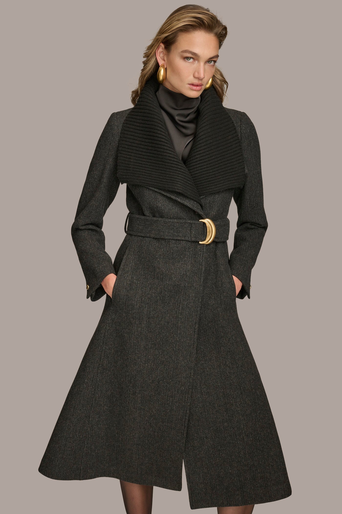 Black WOOL COAT Donna Karan