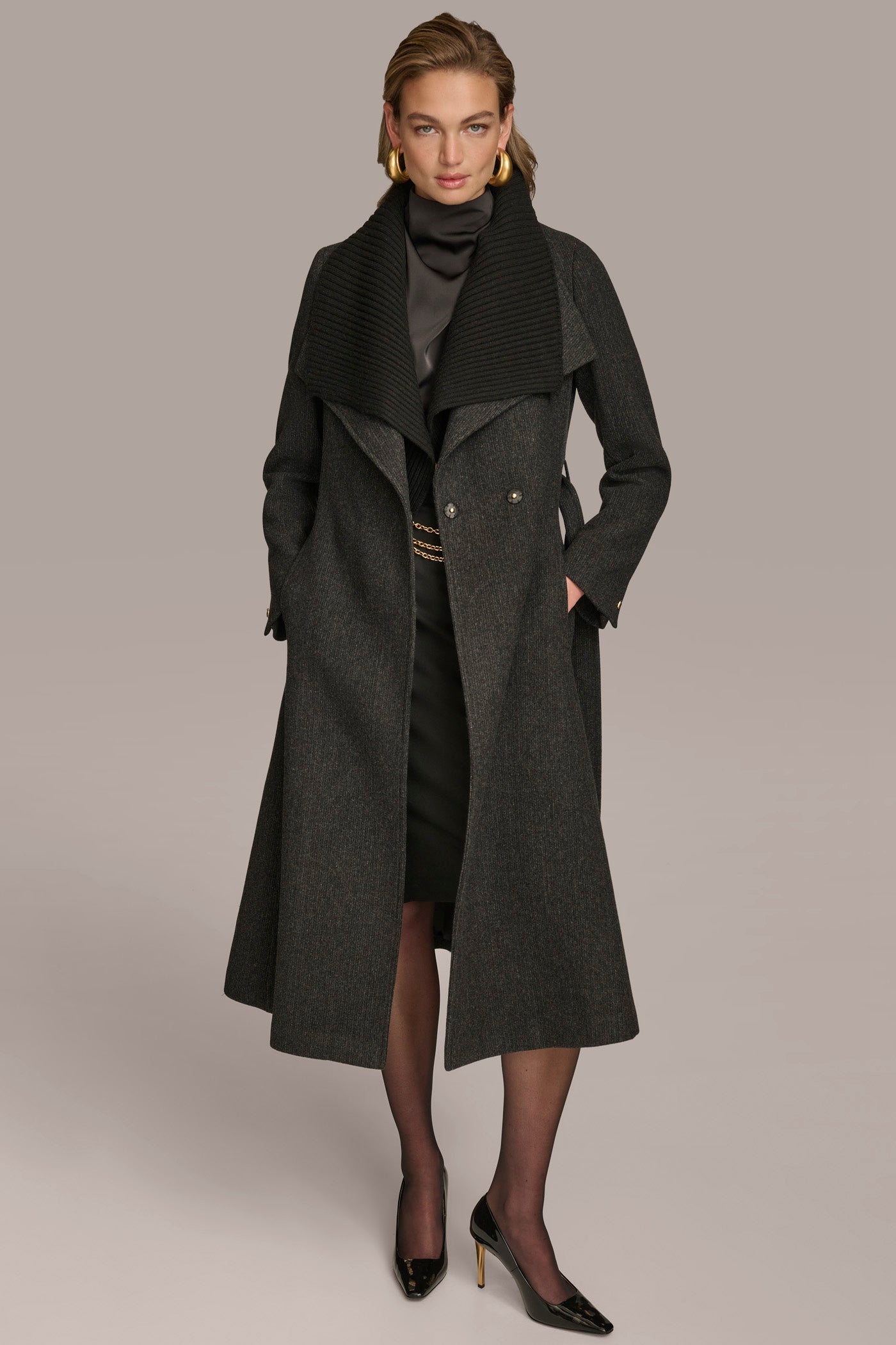 Black WOOL COAT Donna Karan