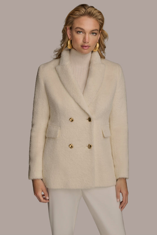 IVORY WOOL COAT Donna Karan