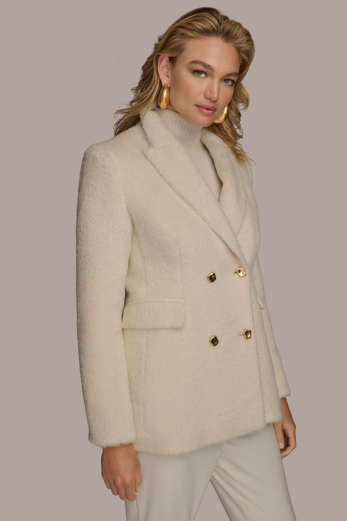 IVORY WOOL COAT Donna Karan