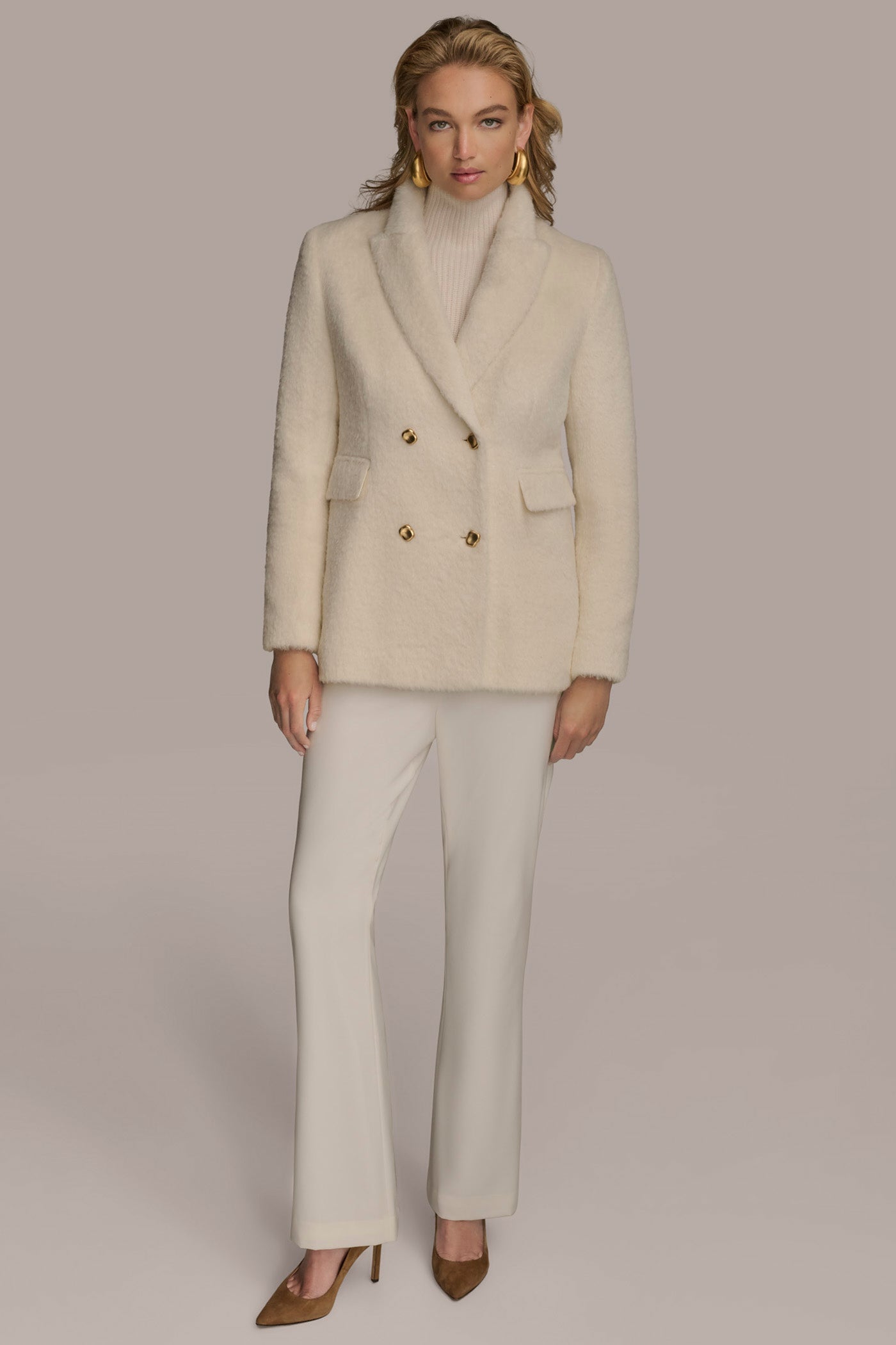IVORY WOOL COAT Donna Karan
