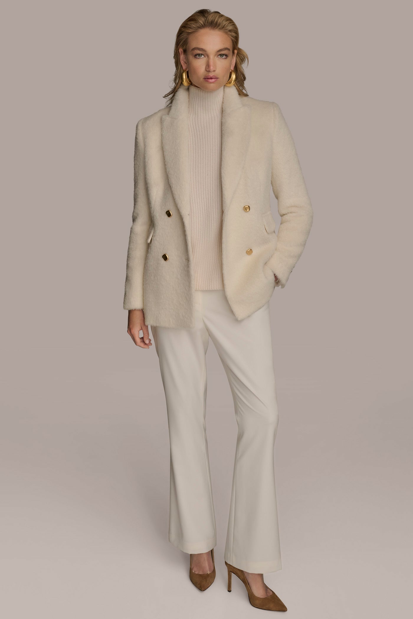 IVORY WOOL COAT Donna Karan