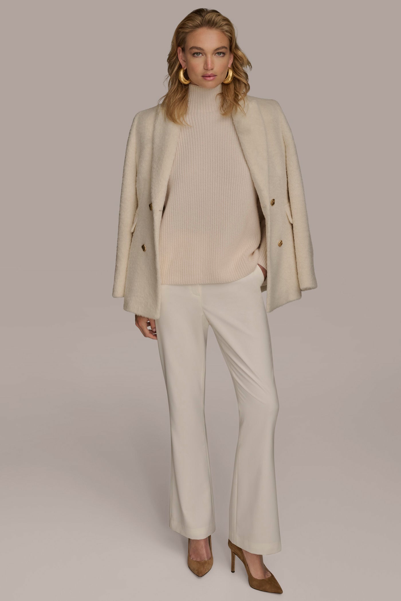 IVORY WOOL COAT Donna Karan