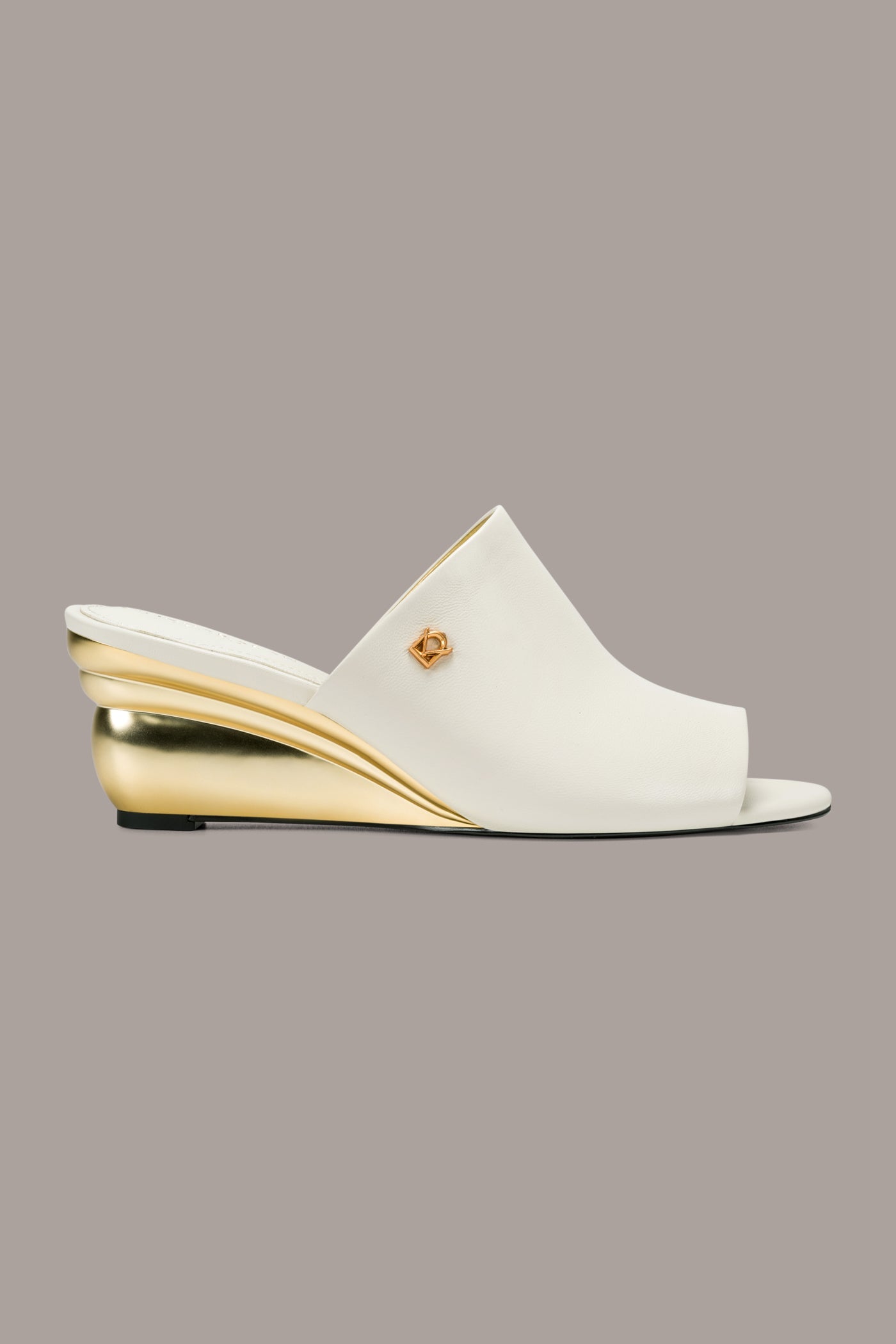 Ivory DONNA LEATHER WEDGE MULE SANDAL Donna Karan