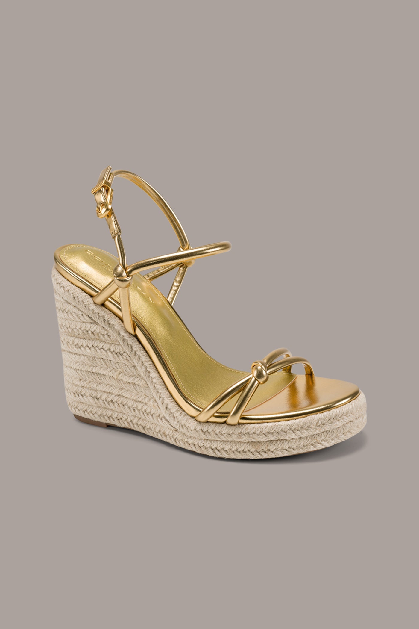 Gold YVETTE ESPADRILLE WEDGE SANDAL Donna Karan