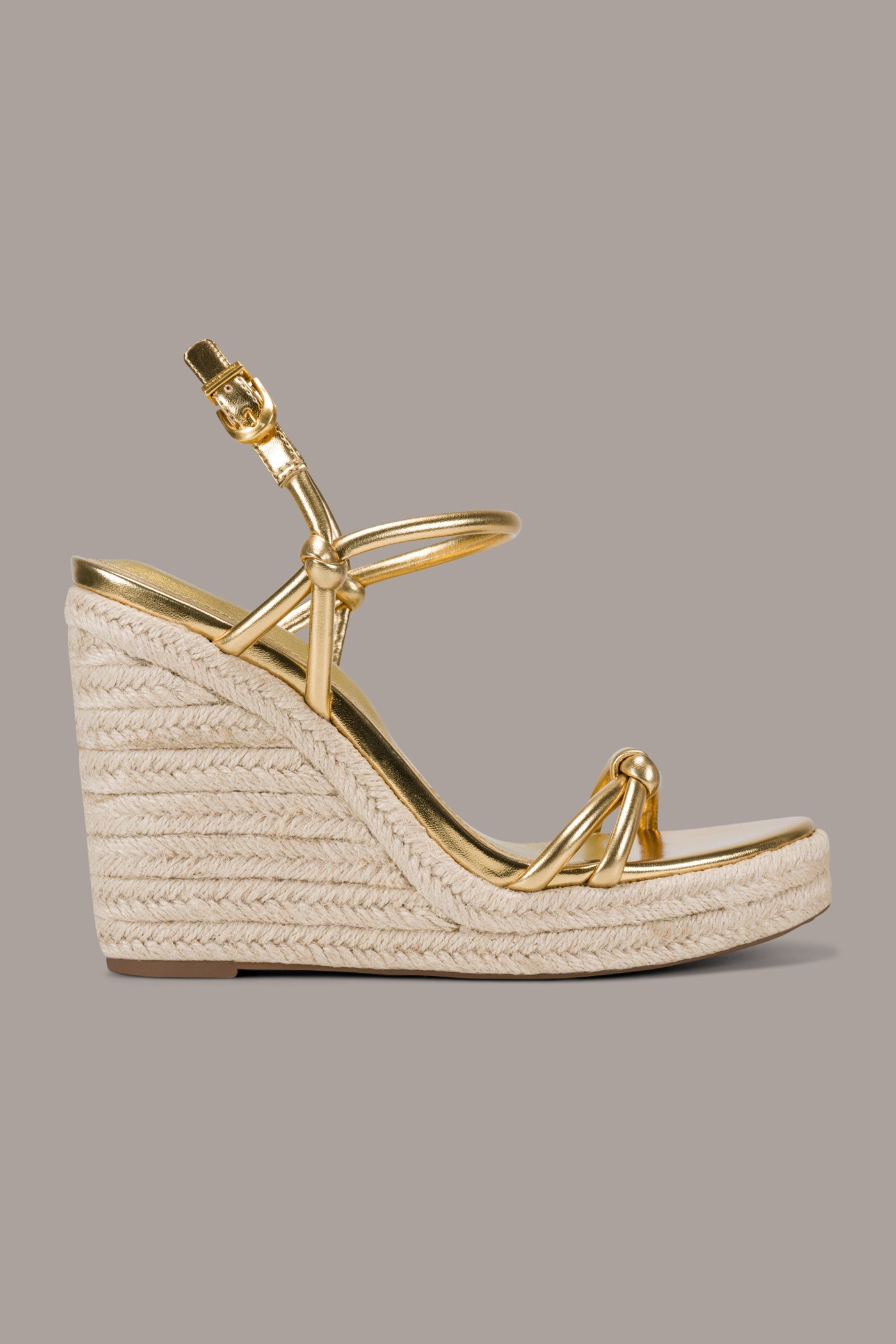Gold YVETTE ESPADRILLE WEDGE SANDAL Donna Karan