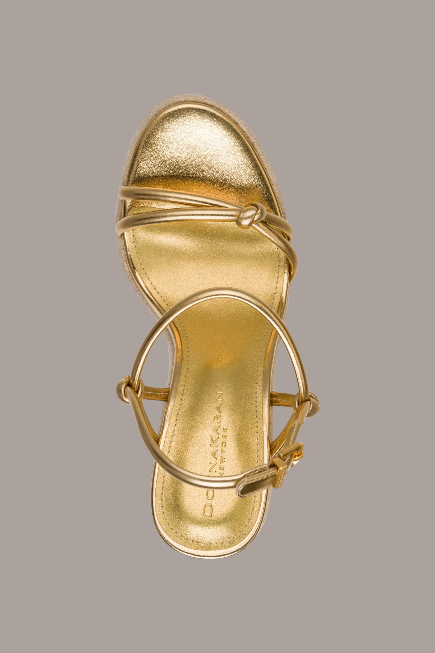 Gold YVETTE ESPADRILLE WEDGE SANDAL Donna Karan