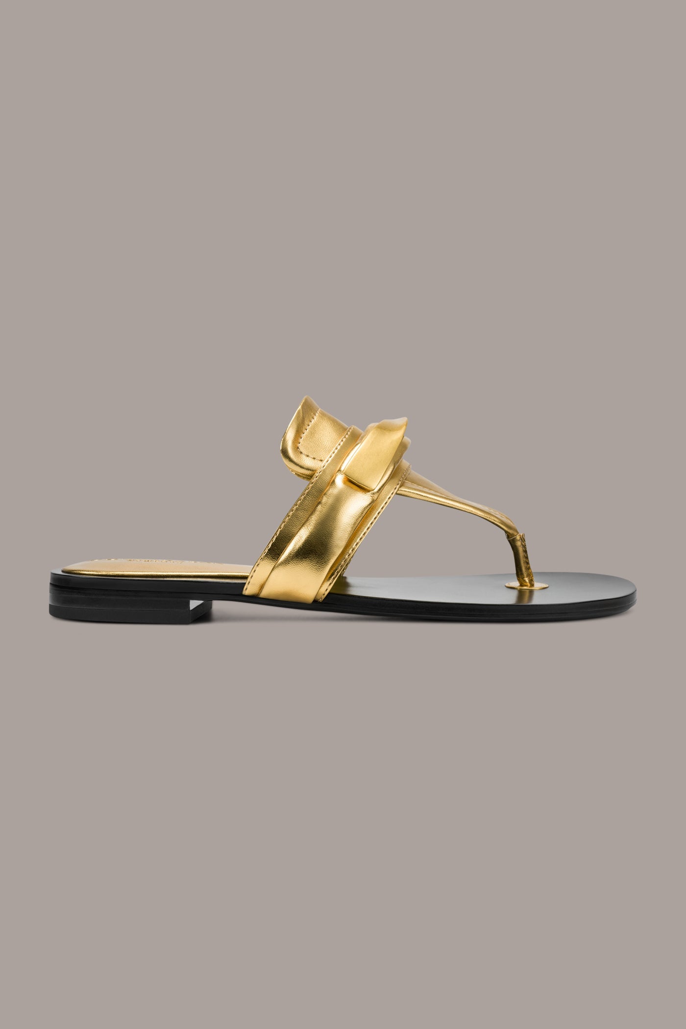 Gold VELVET METALLIC THONG FLAT SANDAL Donna Karan