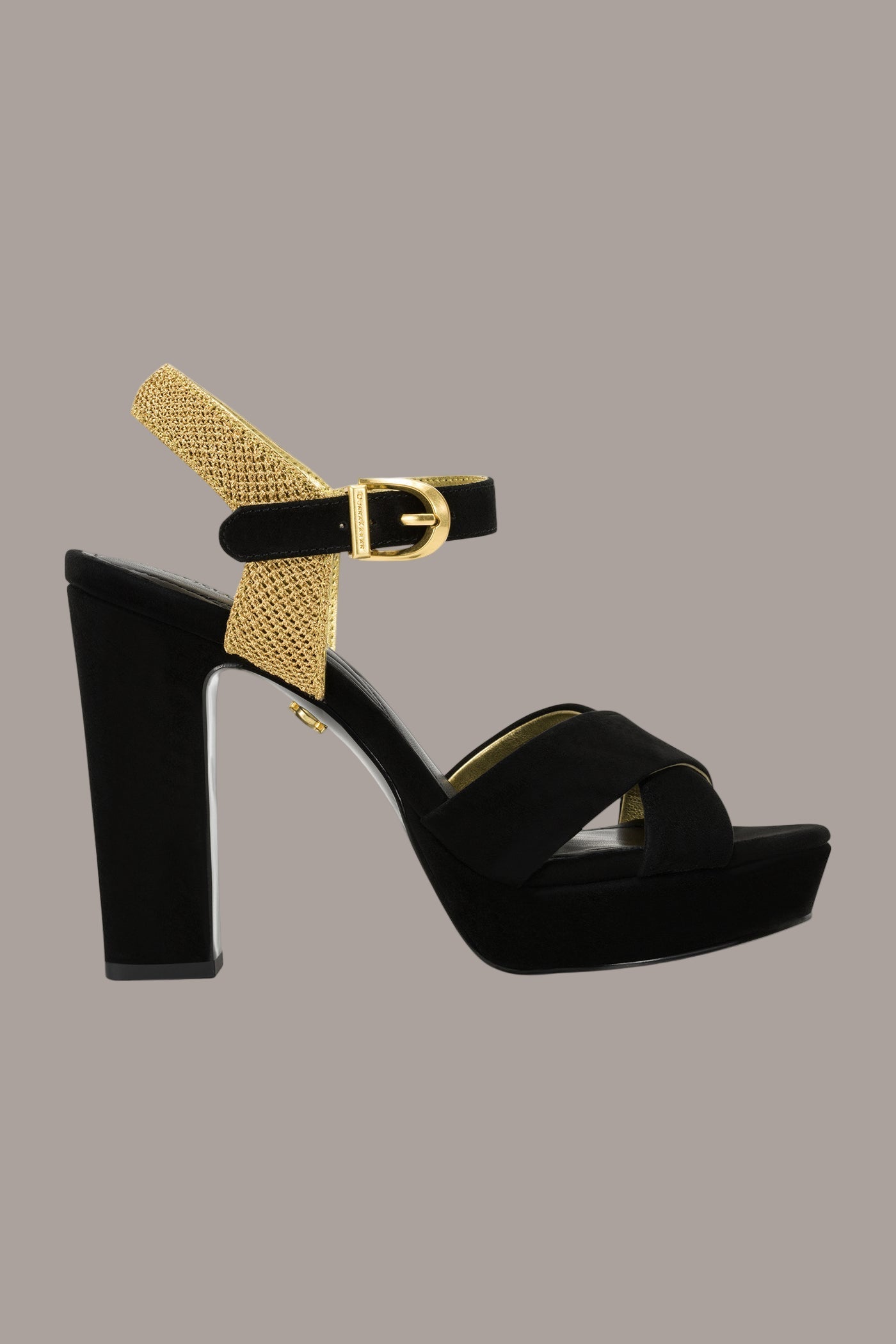Black / Gold STEFANIA PLATFORM SANDAL Donna Karan