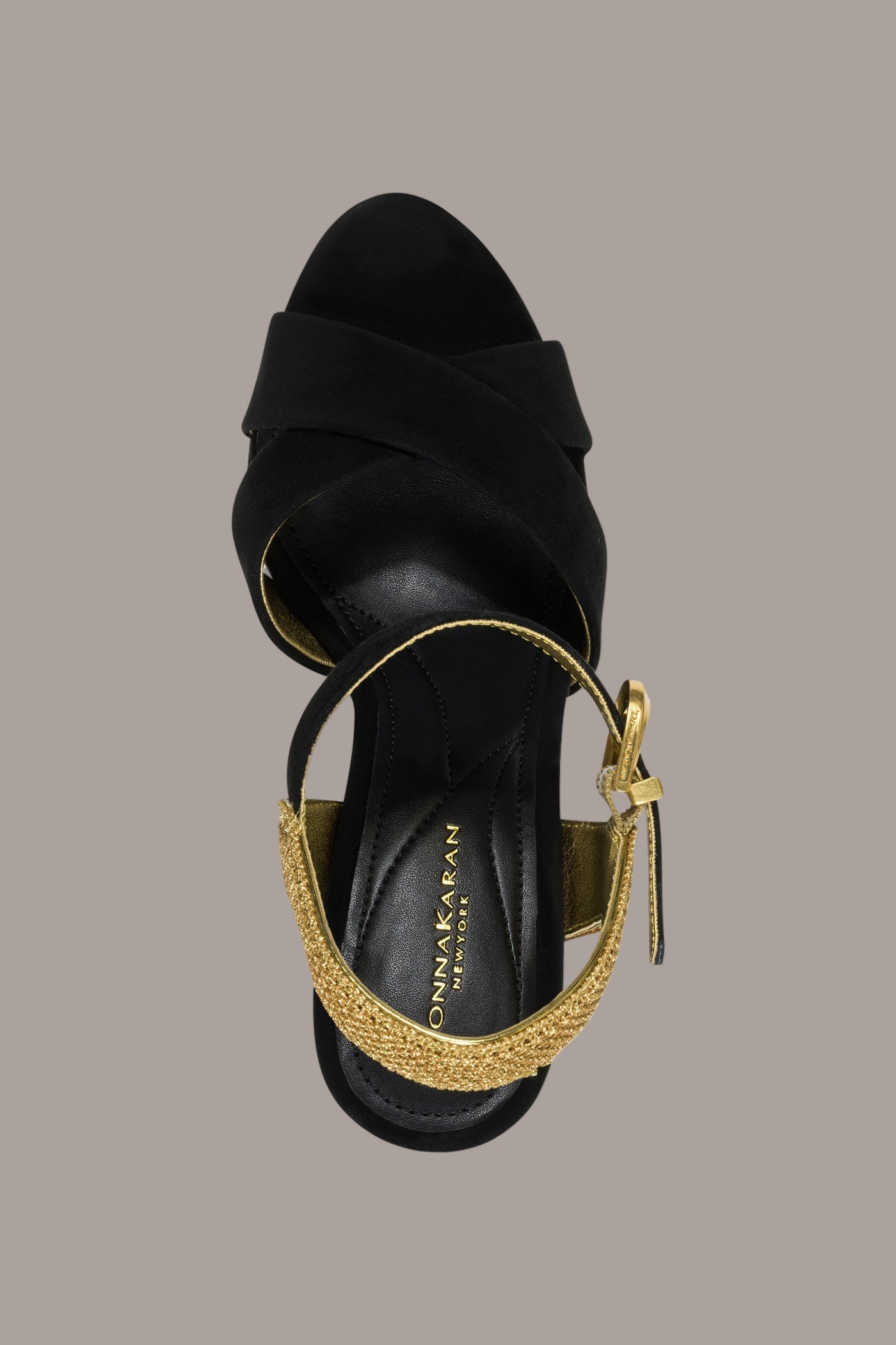 Black / Gold STEFANIA PLATFORM SANDAL Donna Karan