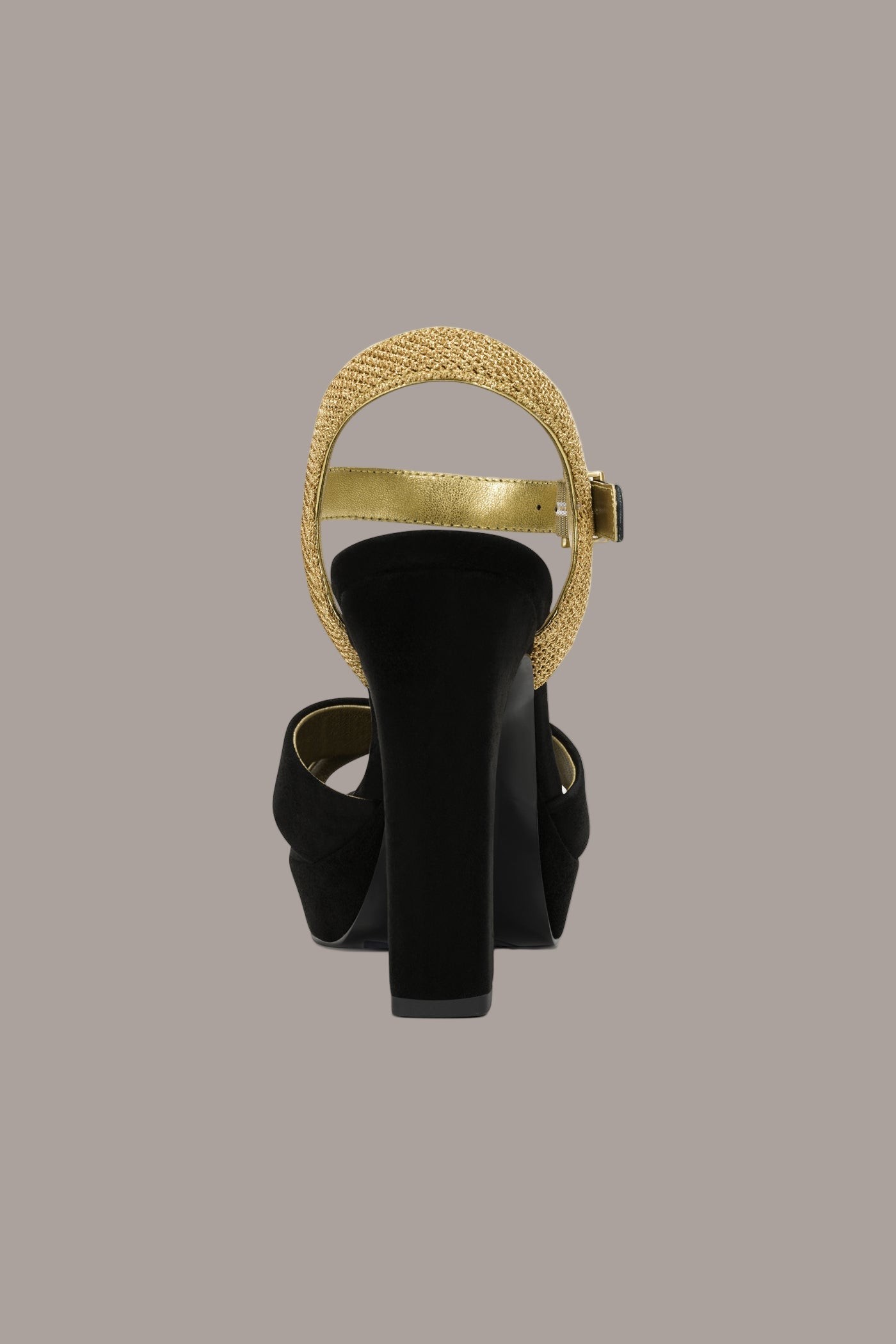 Black / Gold STEFANIA PLATFORM SANDAL Donna Karan