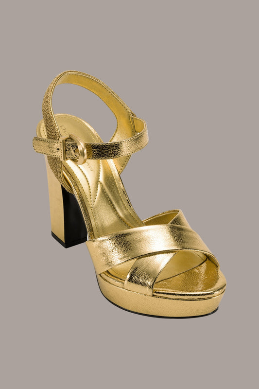 Gold STEFANIA PLATFORM SANDAL Donna Karan