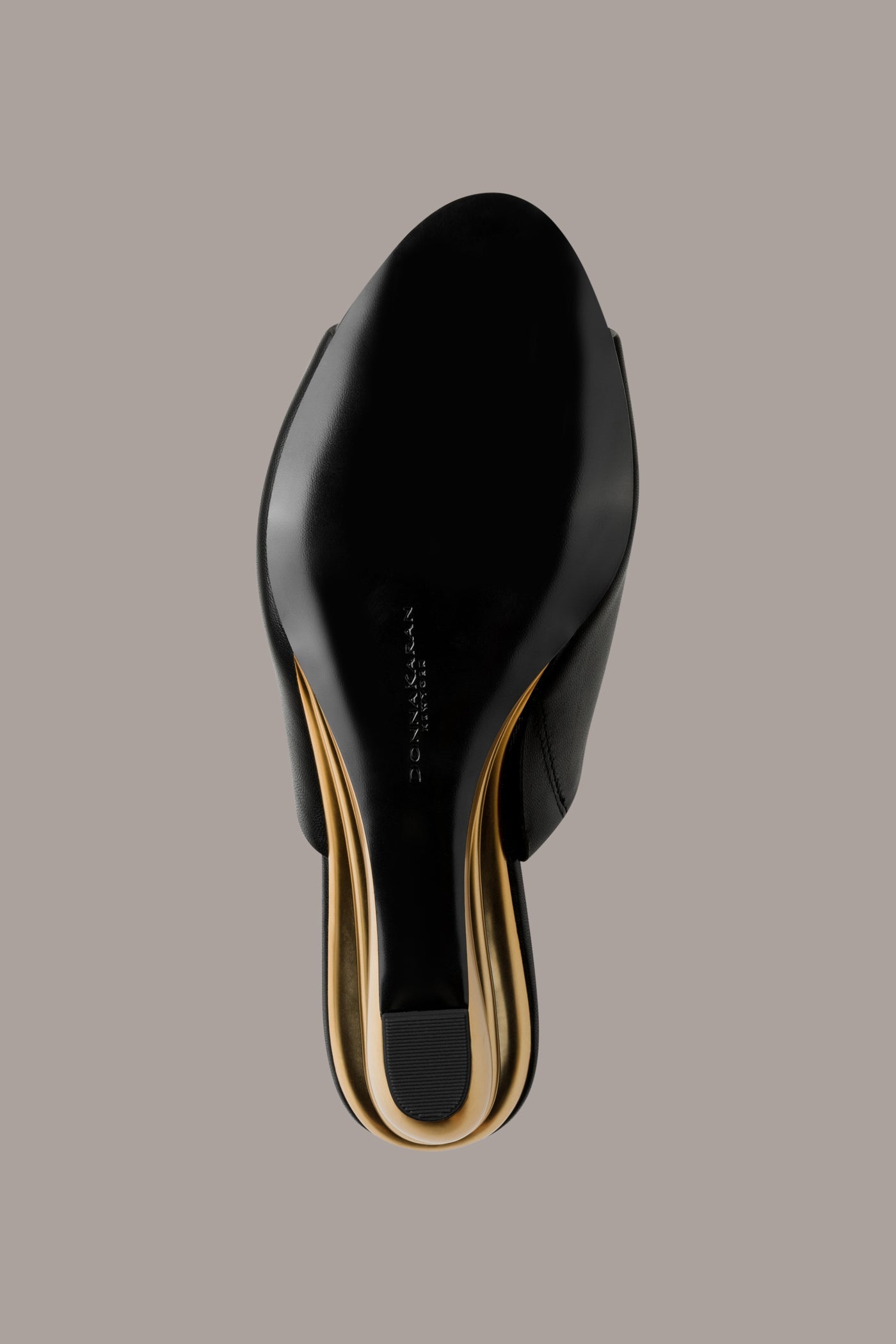 Black DONNA LEATHER WEDGE MULE SANDAL Donna Karan