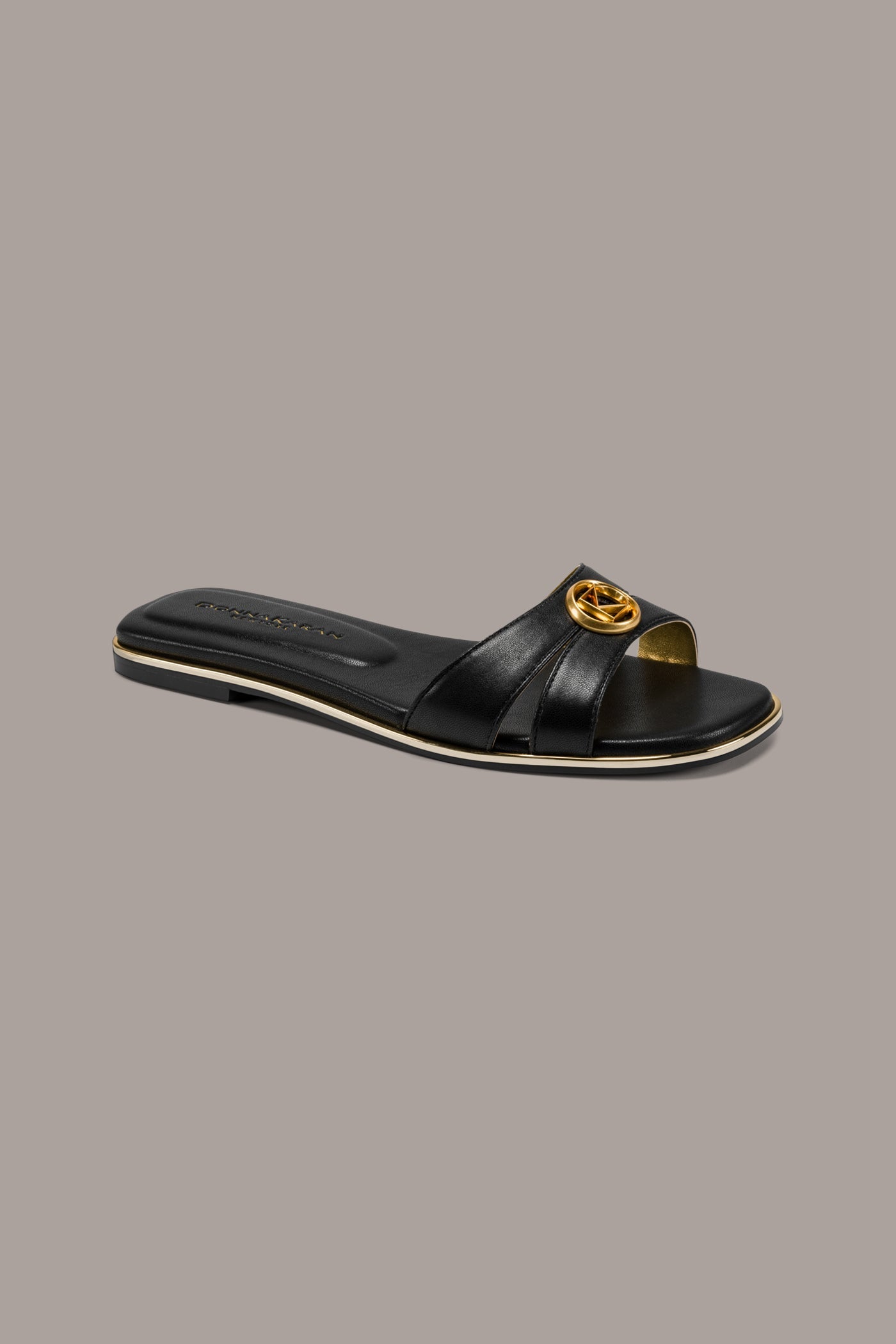 Black HALO SQUARE-TOE SLIDE SANDAL Donna Karan