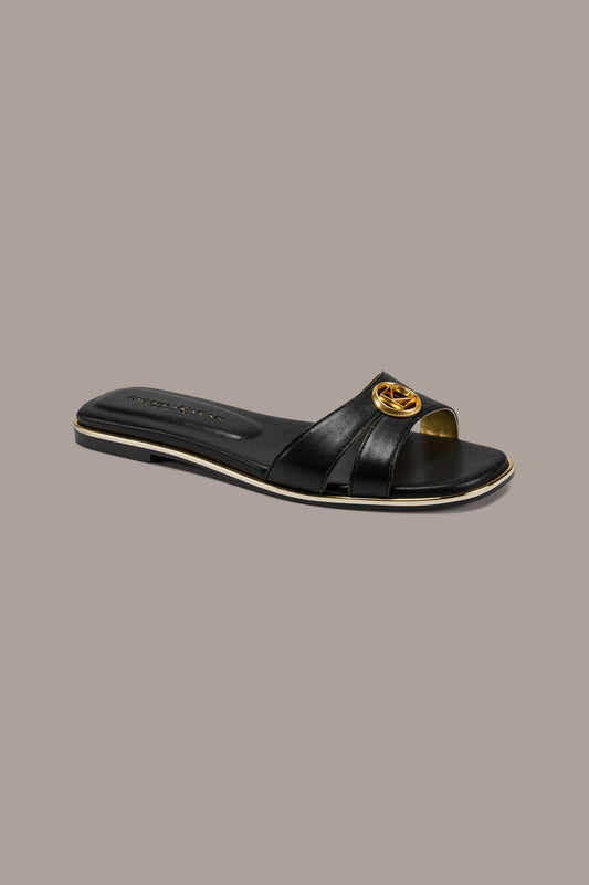 Black HALO SQUARE-TOE SLIDE SANDAL Donna Karan