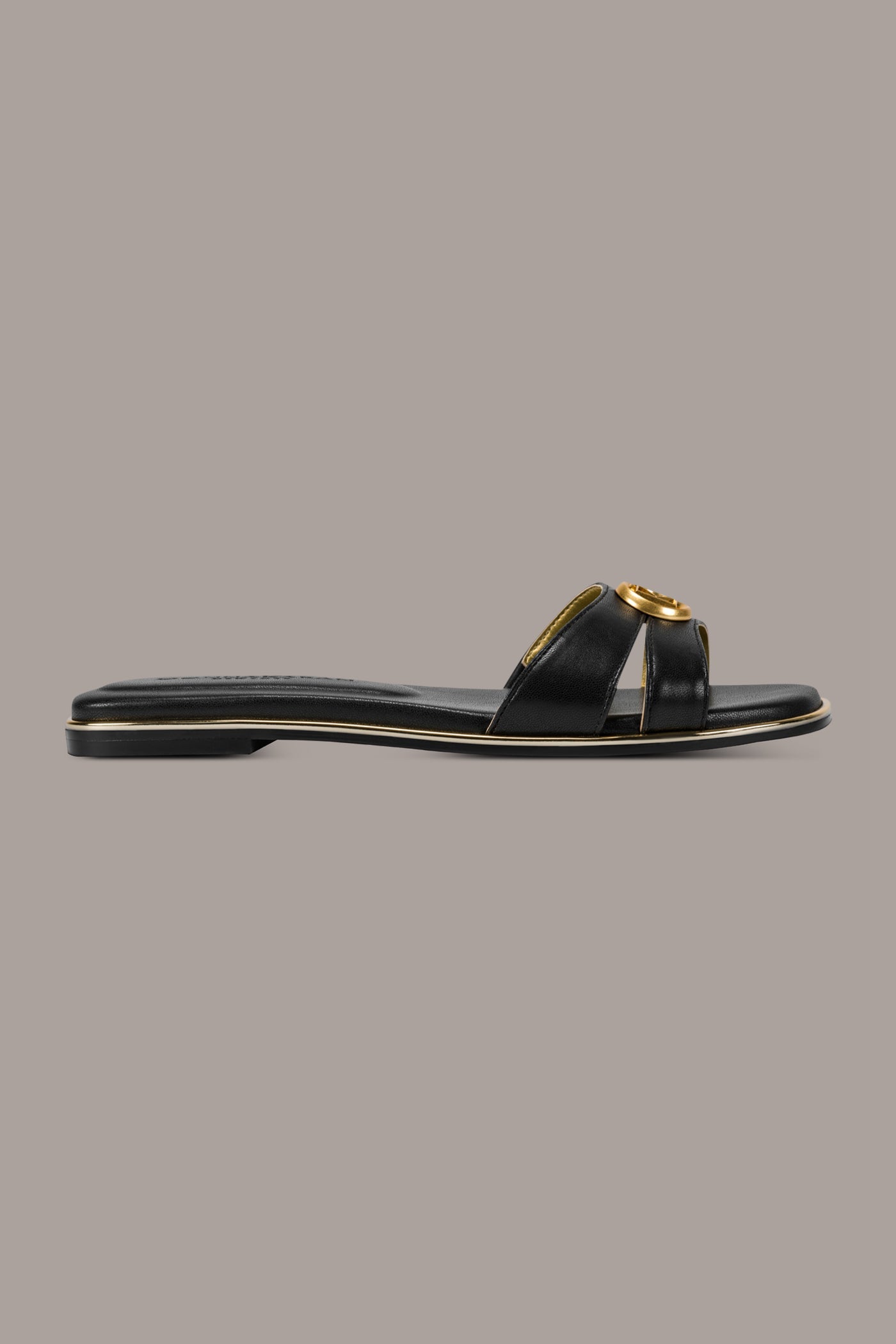 Black HALO SQUARE-TOE SLIDE SANDAL Donna Karan