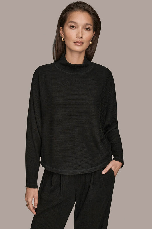 Black MOCK-NECK TOP Donna Karan