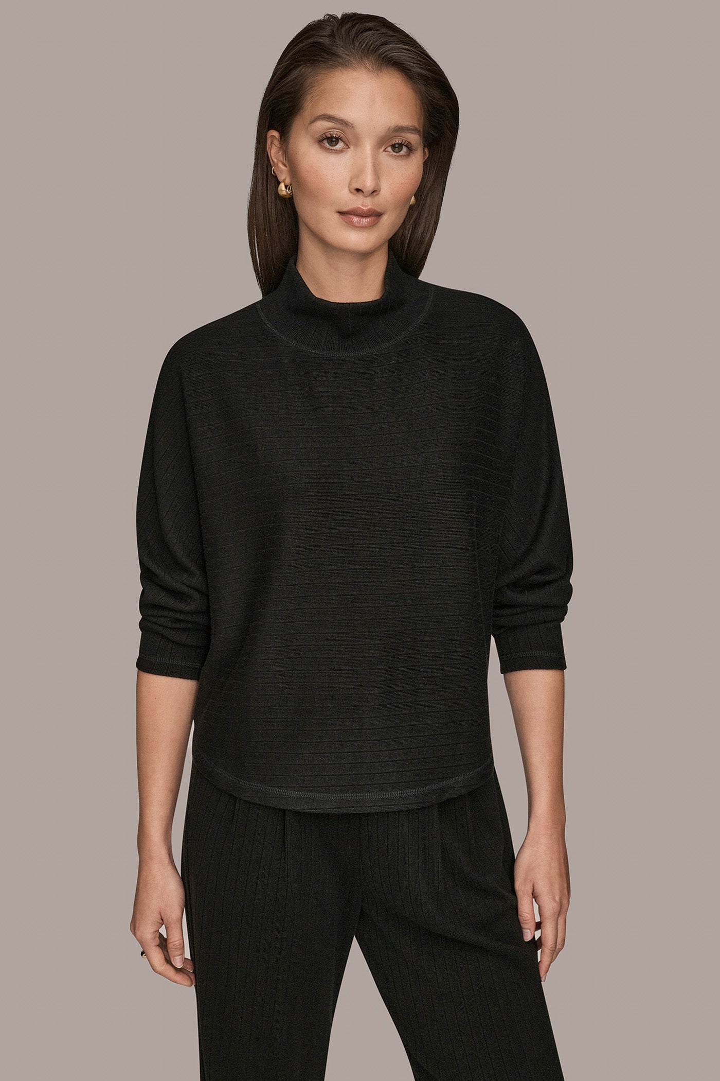Black MOCK-NECK TOP Donna Karan