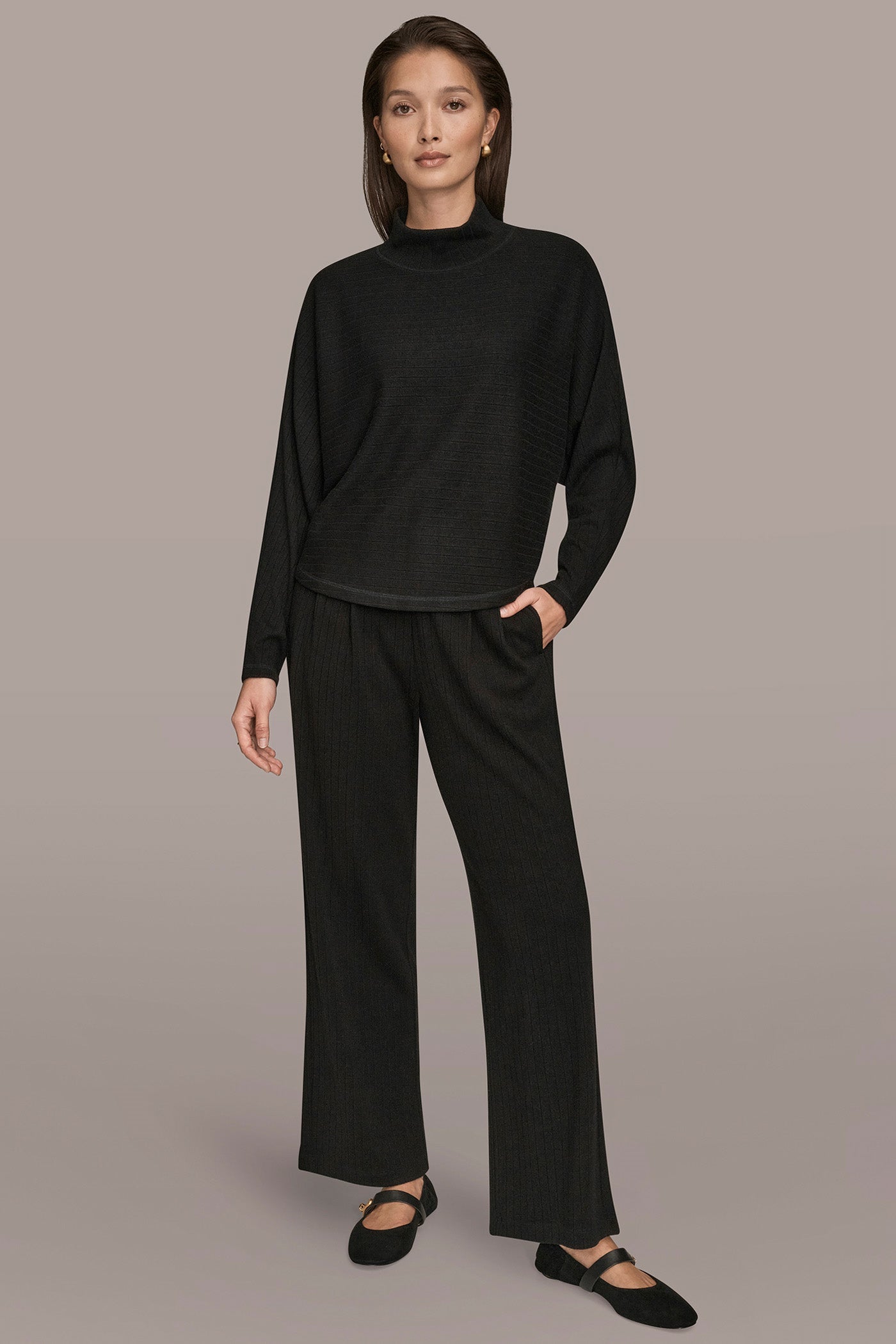 Black MOCK-NECK TOP Donna Karan