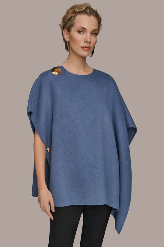 TEMPEST BUTTON-EMBELLISHED WOOL-BLEND CAPE Donna Karan