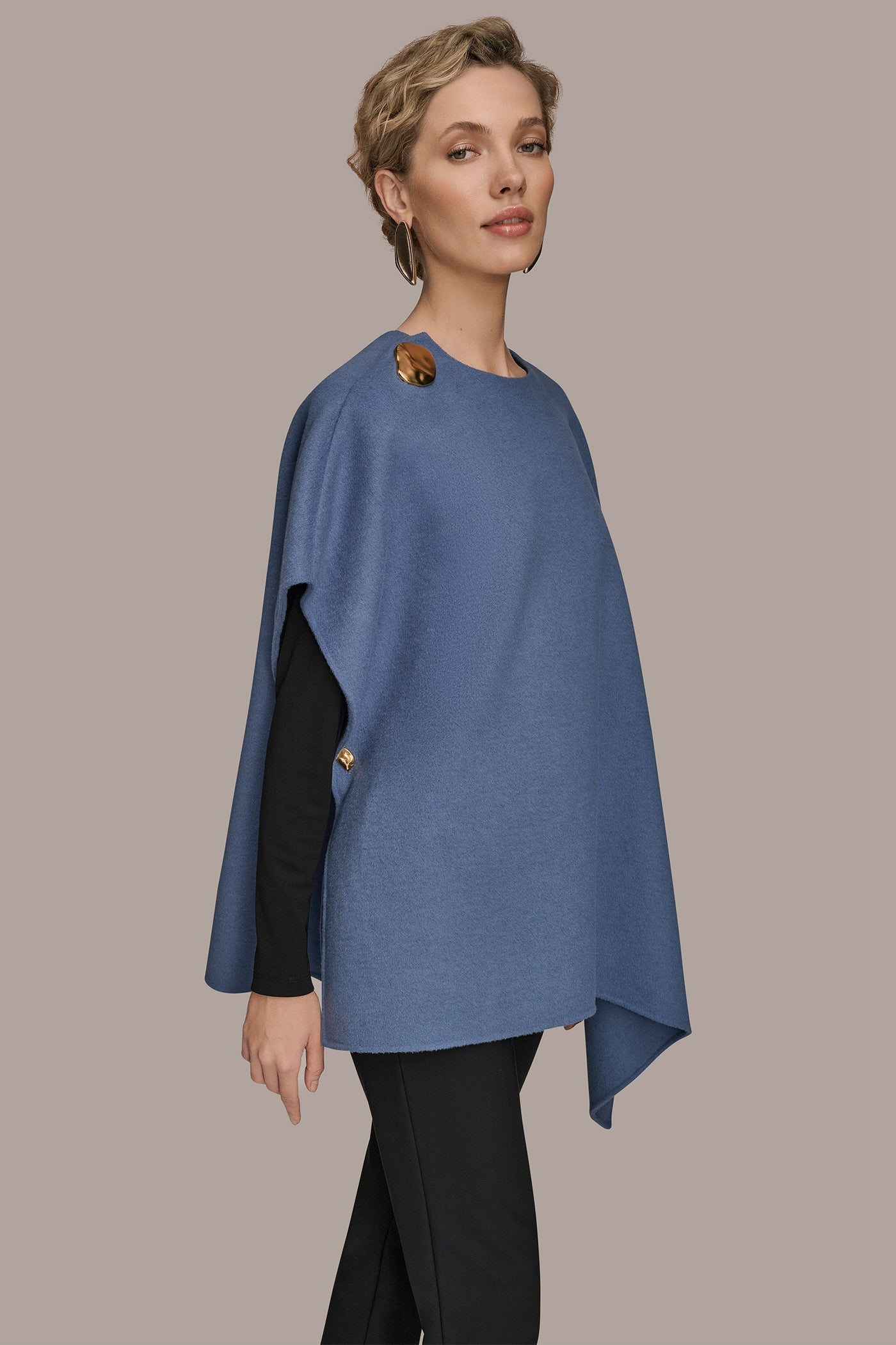 TEMPEST BUTTON-EMBELLISHED WOOL-BLEND CAPE Donna Karan