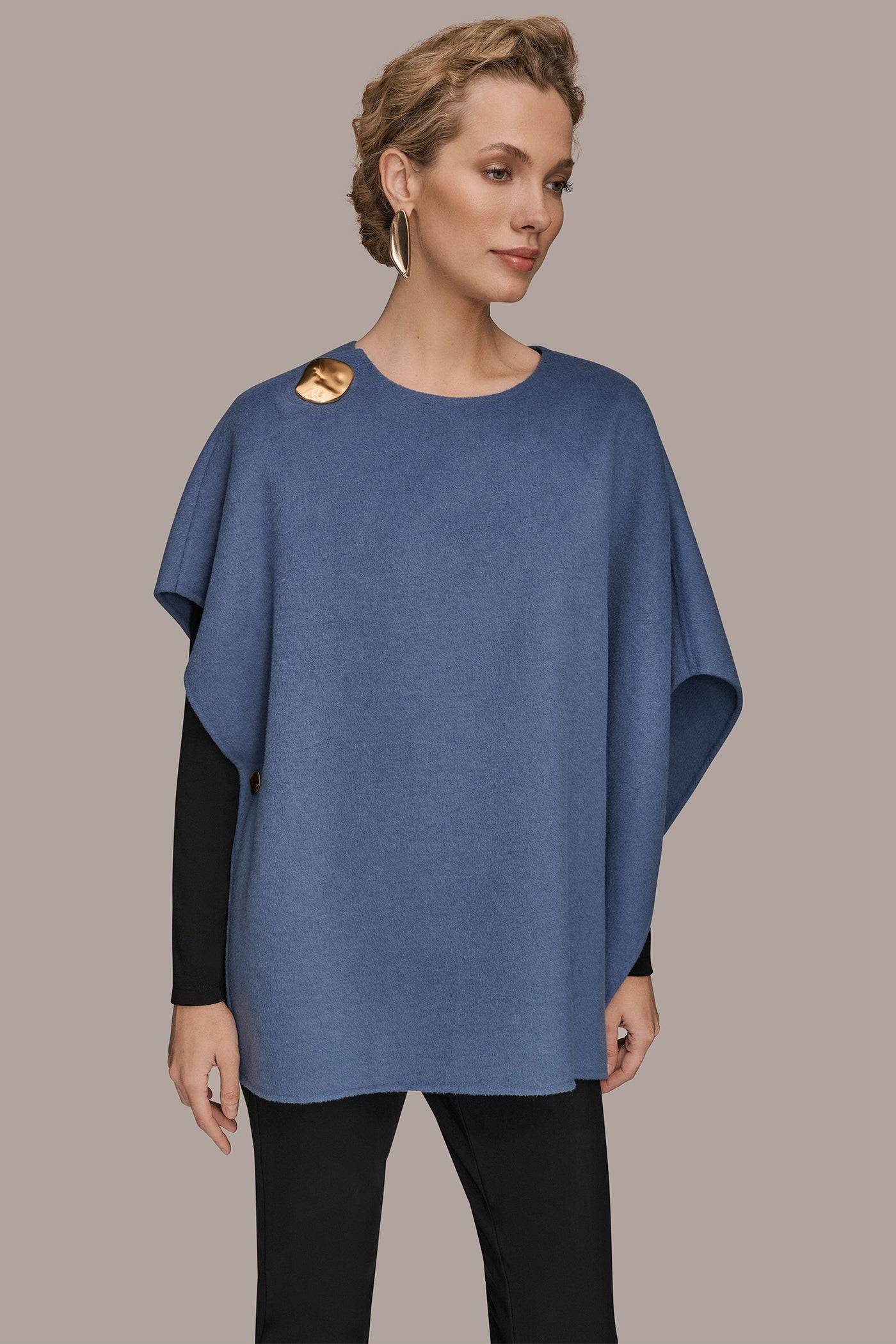 TEMPEST BUTTON-EMBELLISHED WOOL-BLEND CAPE Donna Karan