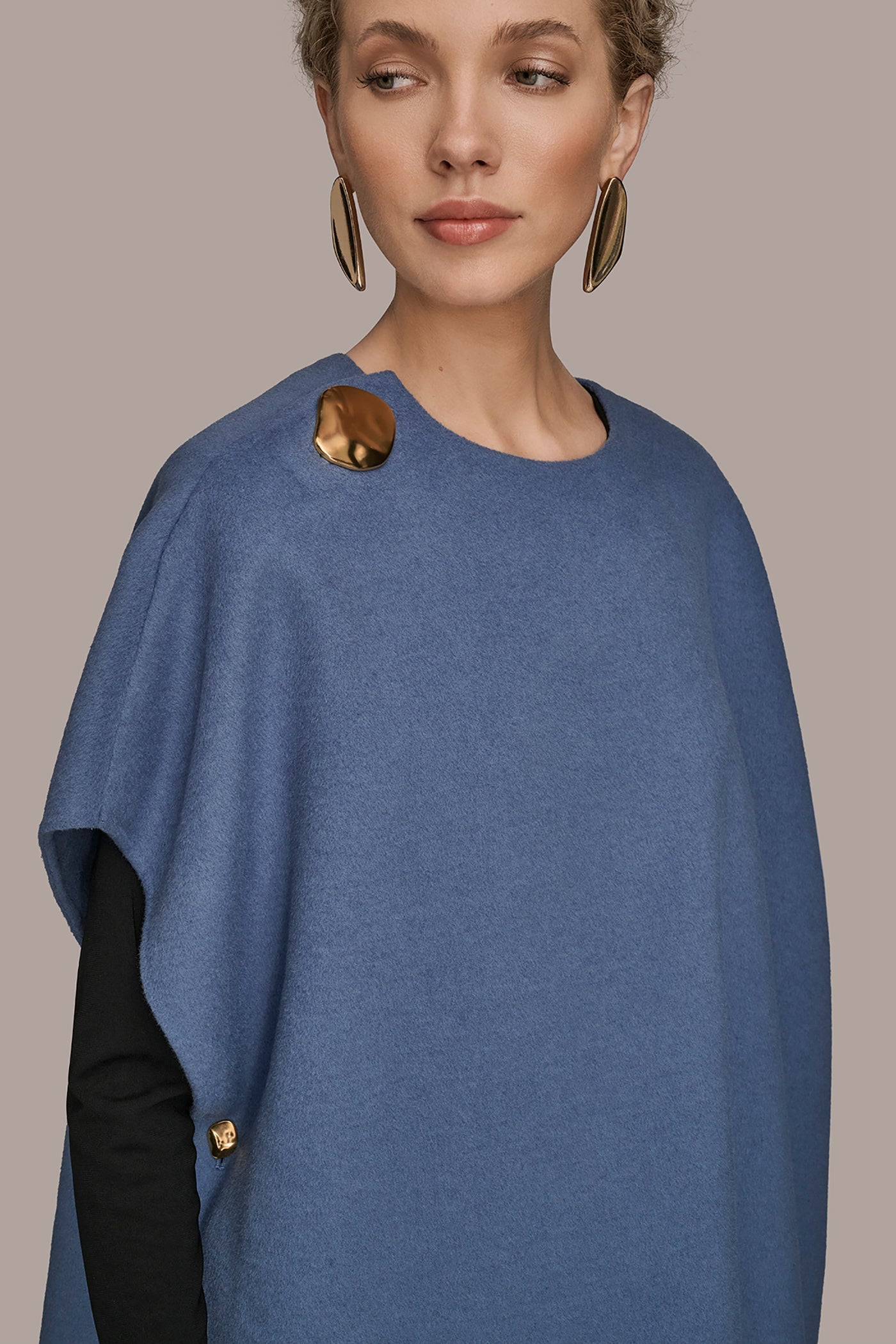 TEMPEST BUTTON-EMBELLISHED WOOL-BLEND CAPE Donna Karan