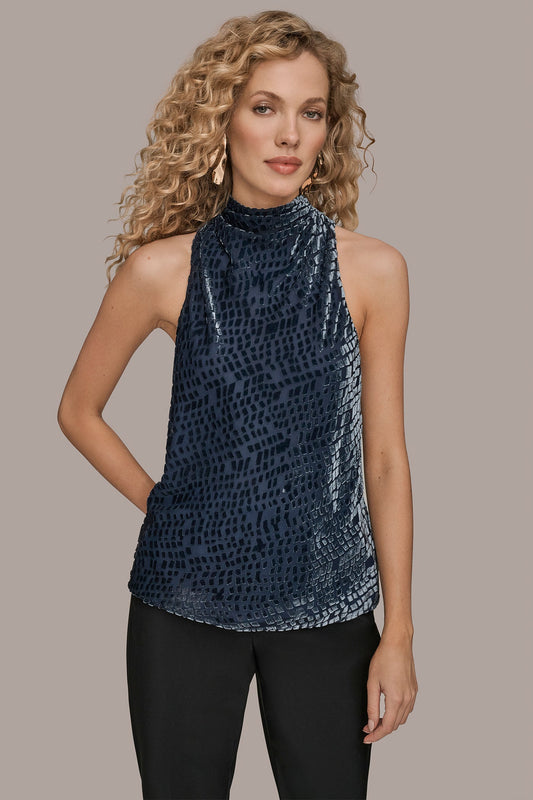 DARK TEMPEST HIGH-NECK BURNOUT TOP Donna Karan