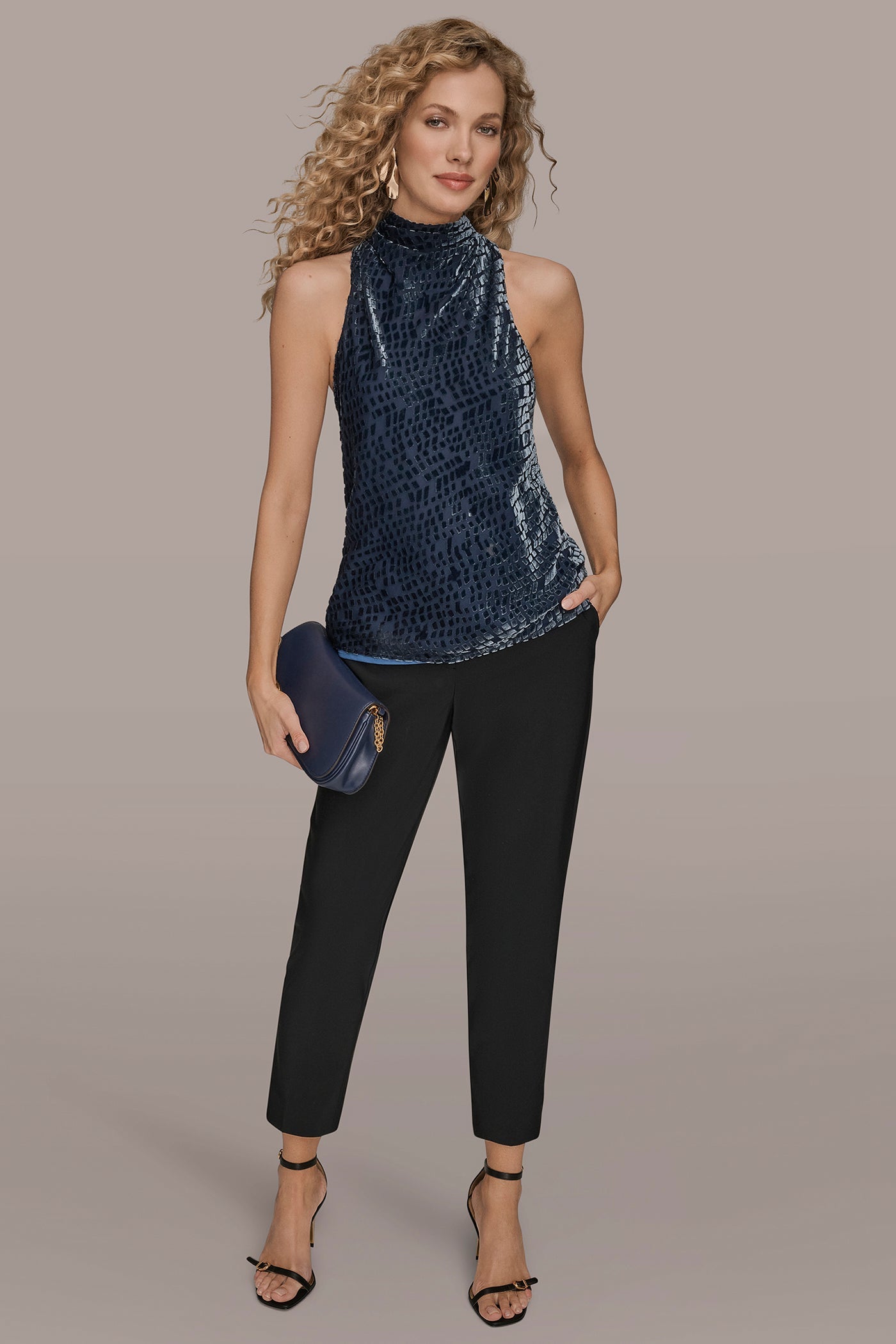 DARK TEMPEST HIGH-NECK BURNOUT TOP Donna Karan