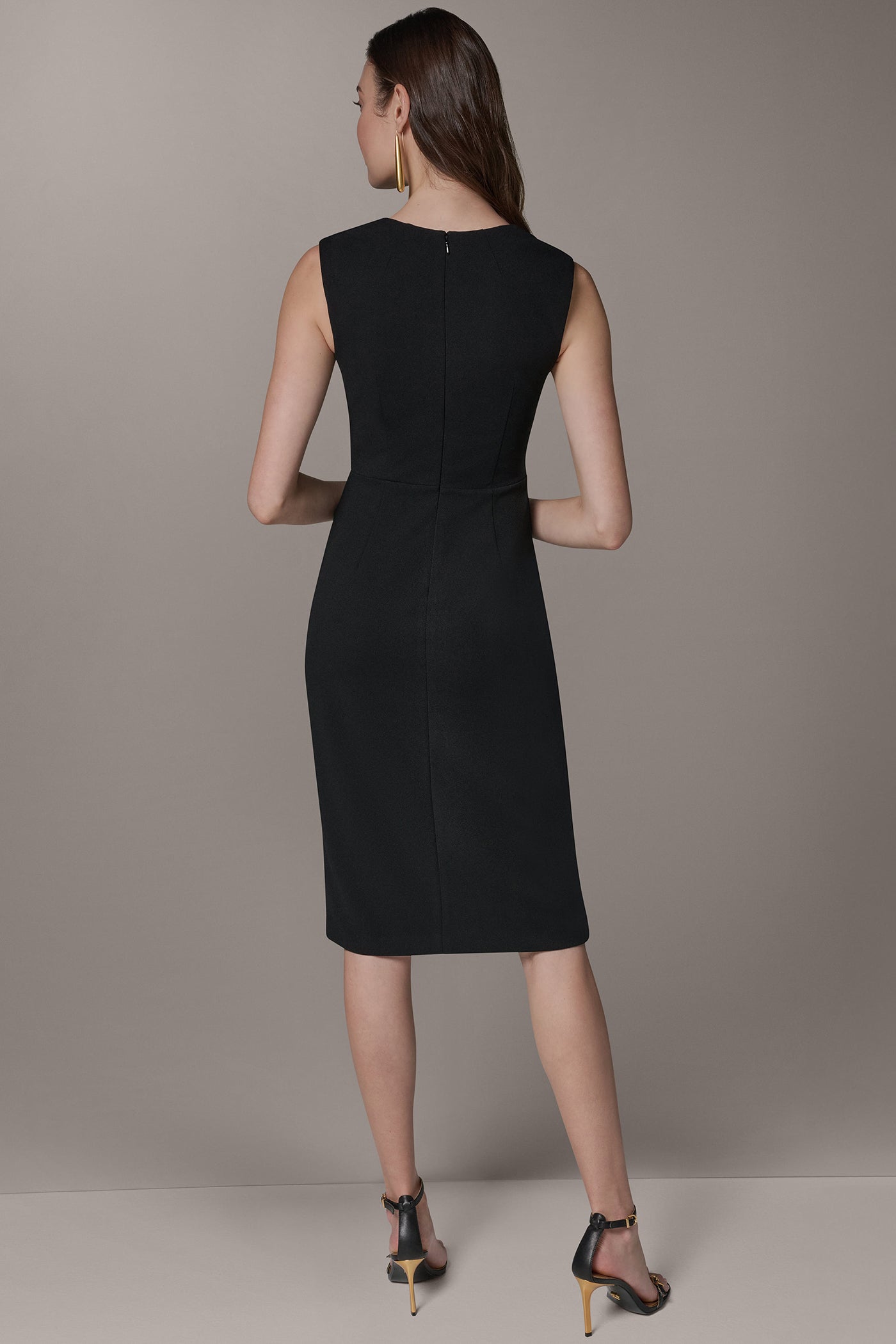 Black SLEEVELESS WRAP-EFFECT MIDI DRESS Donna Karan