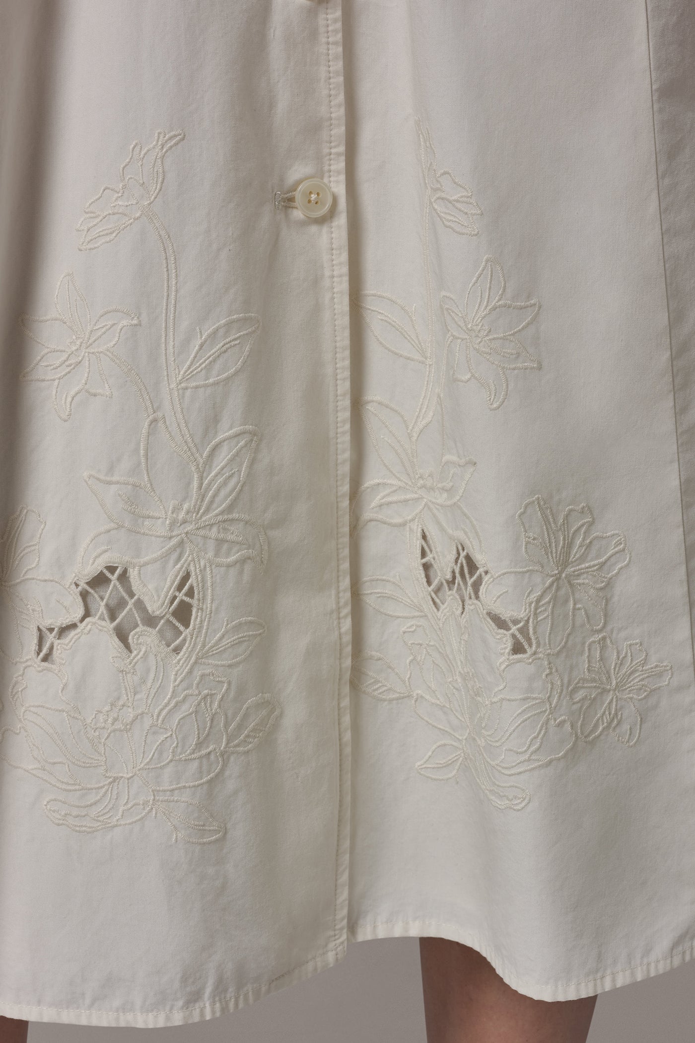 Cream PUFF SLEEVE MIDI SHIRT DRESS Donna Karan