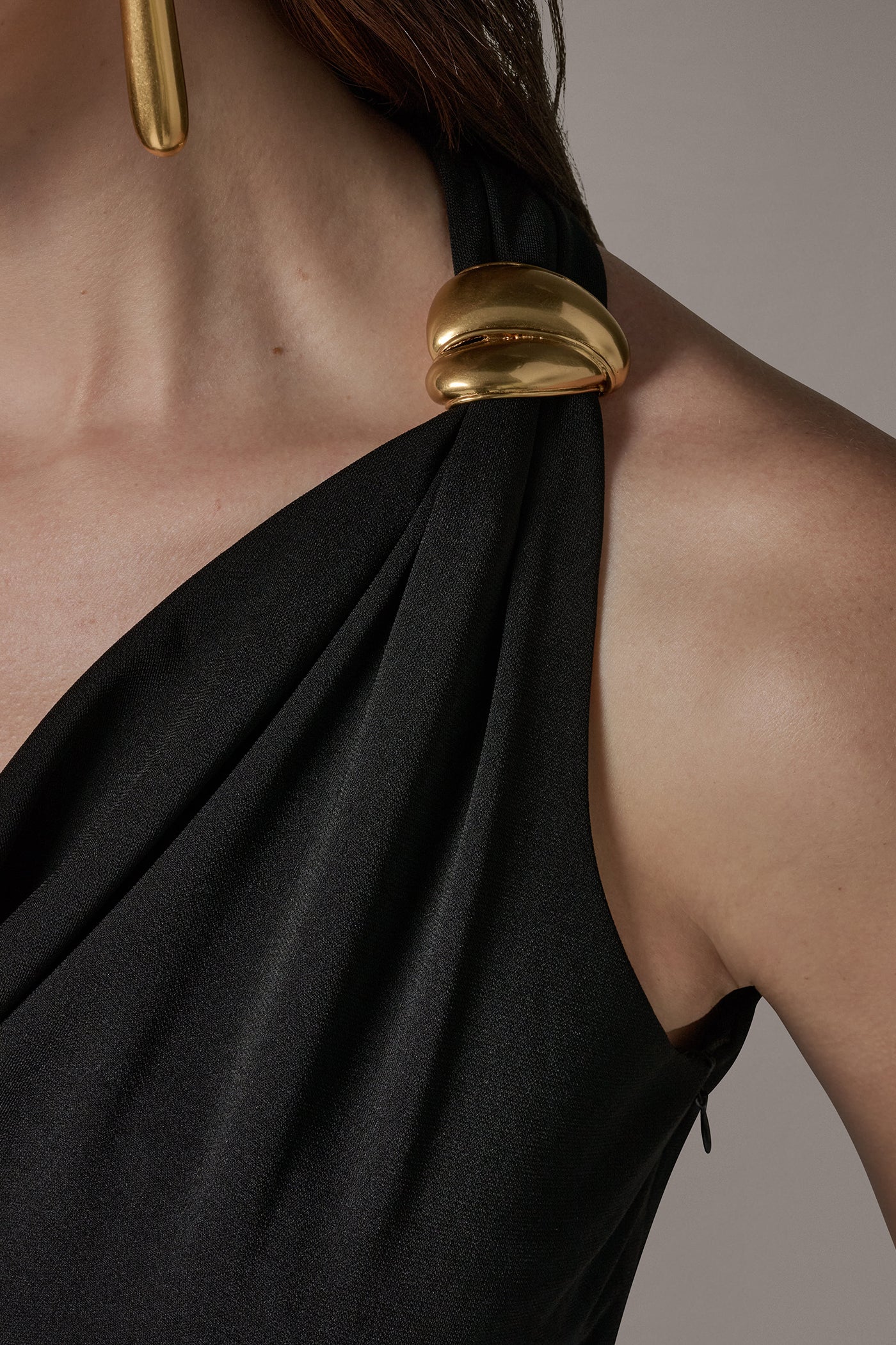 Black SLEEVELESS MIDI HALTER DRESS Donna Karan