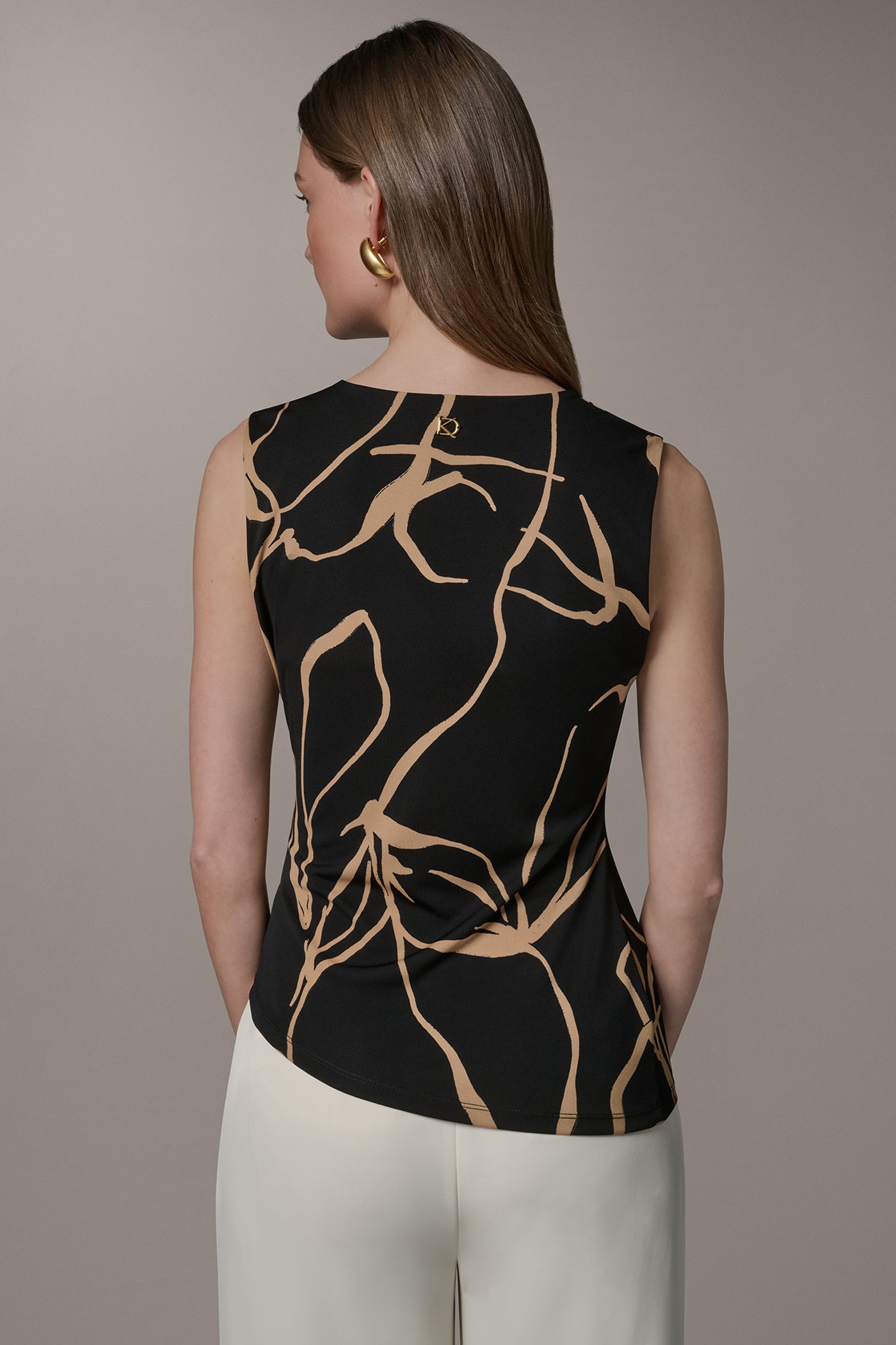 Black /Fawn ASYMMETRIC KNIT TOP Donna Karan