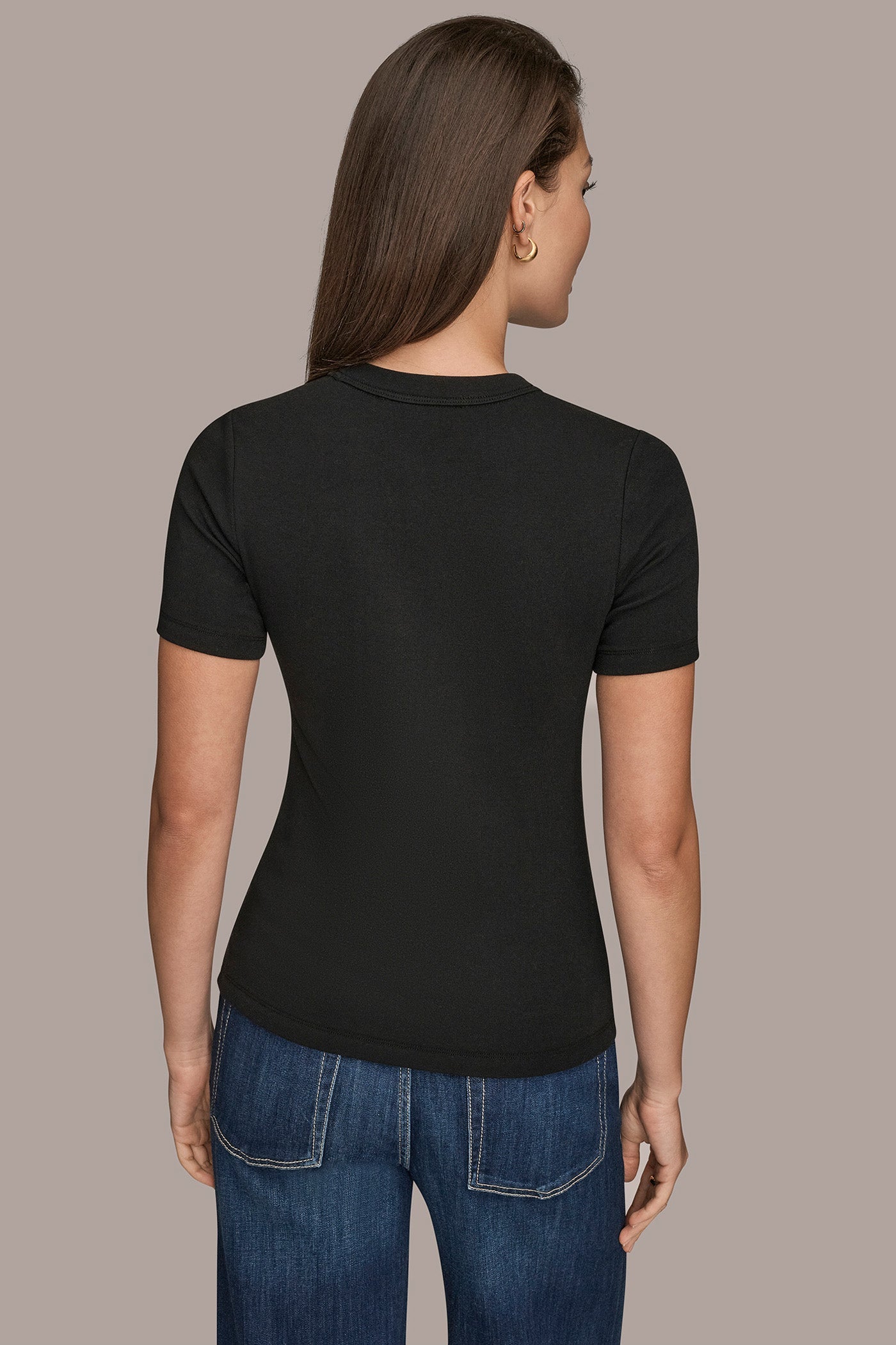 Black SHORT SLEEVE CREW NECK TEE Donna Karan