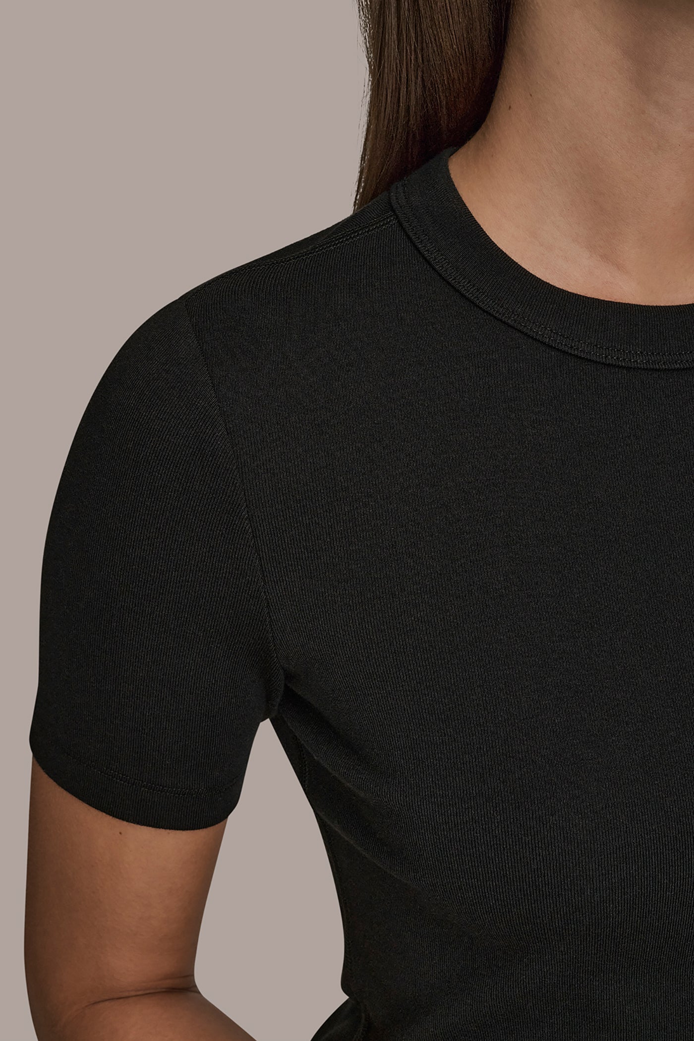 Black SHORT SLEEVE CREW NECK TEE Donna Karan