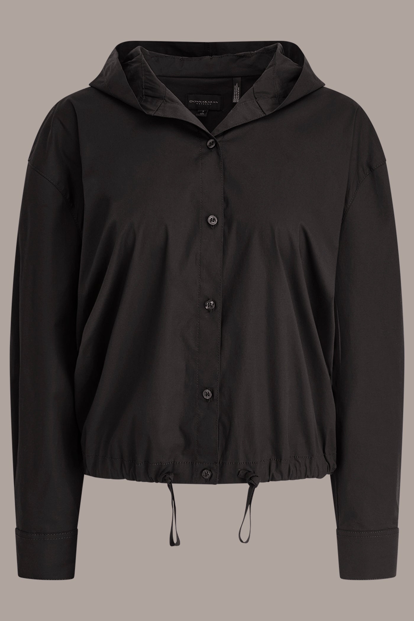 Black HOODED BUTTON-DOWN SHIRT Donna Karan