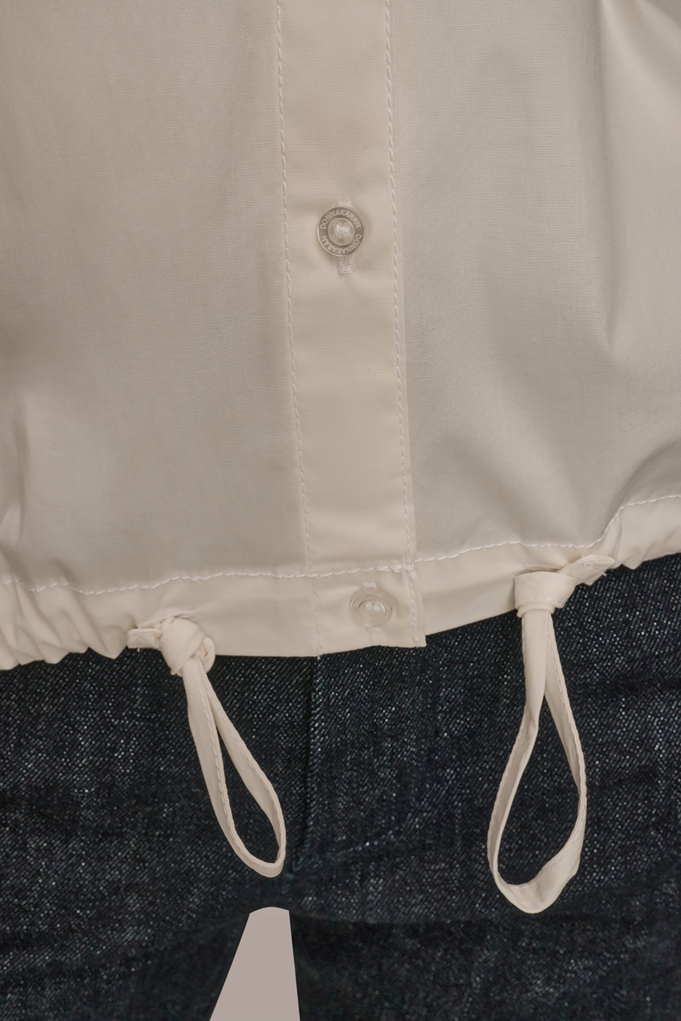 CREAM HOODED BUTTON-DOWN SHIRT Donna Karan