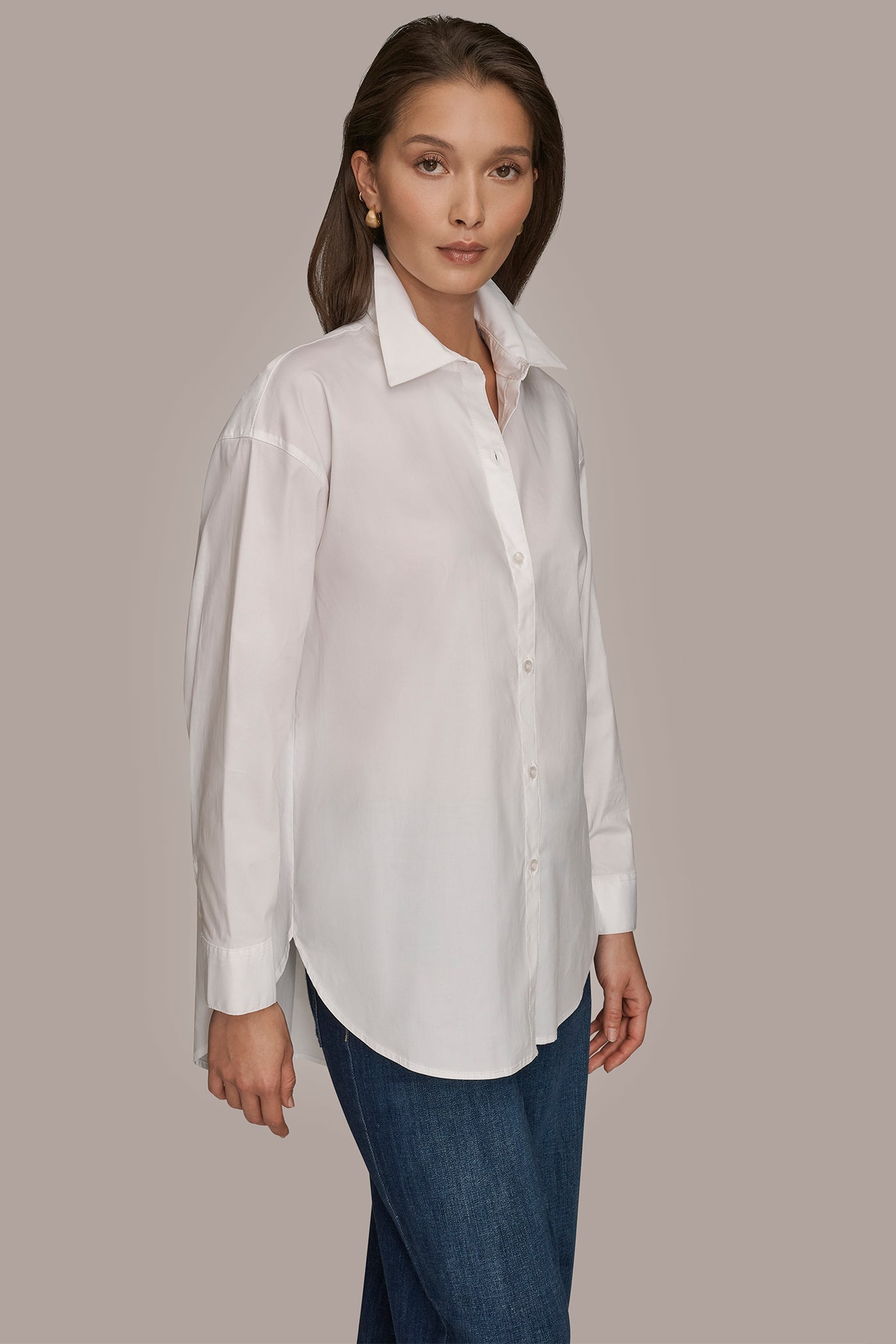White COTTON-POPLIN SHIRT Donna Karan
