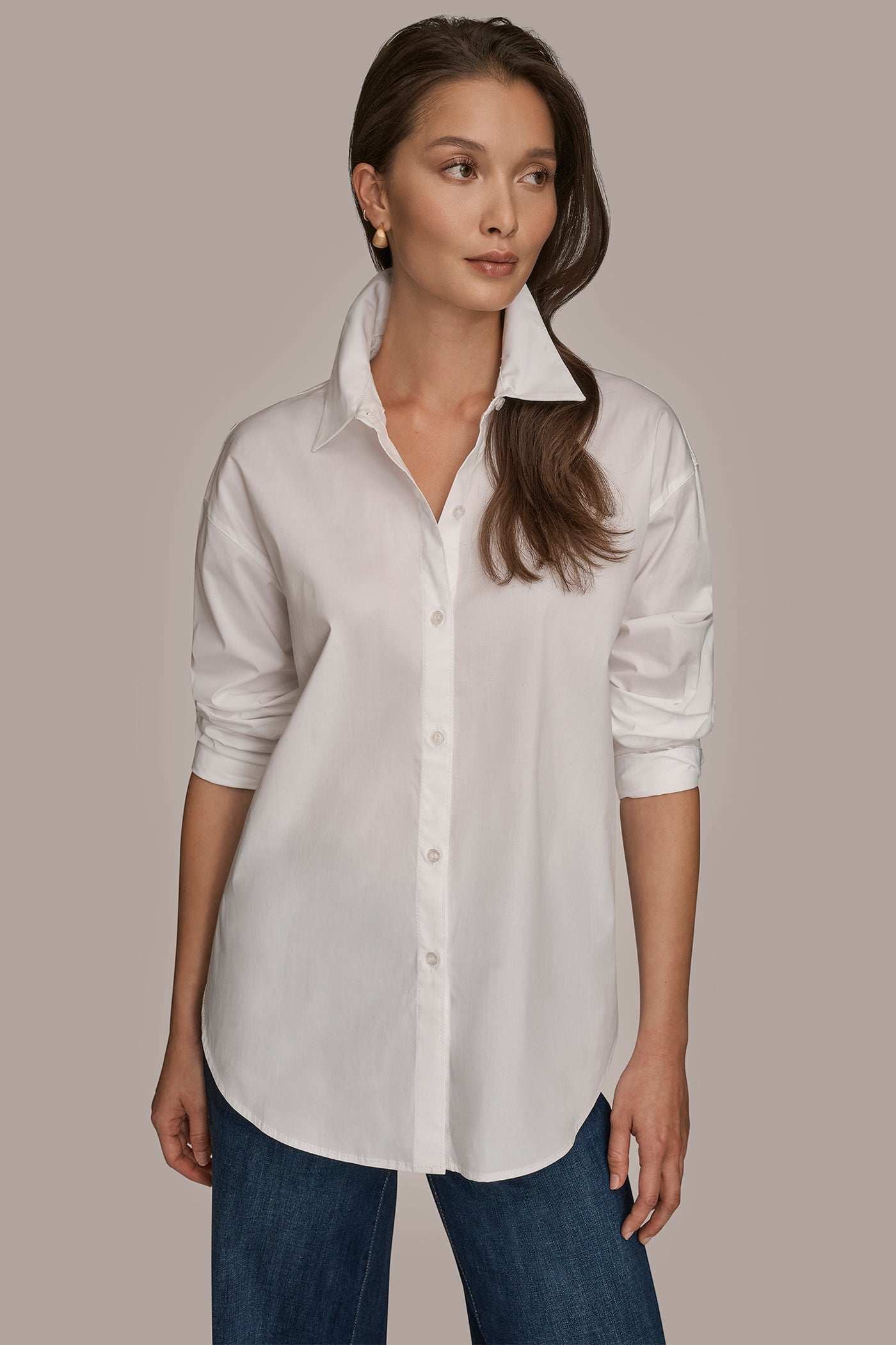 White COTTON-POPLIN SHIRT Donna Karan