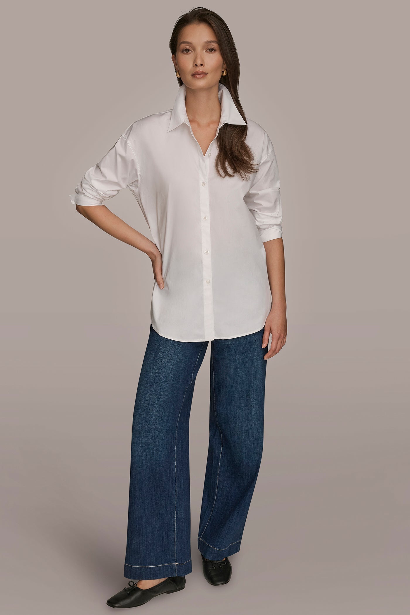 White COTTON-POPLIN SHIRT Donna Karan