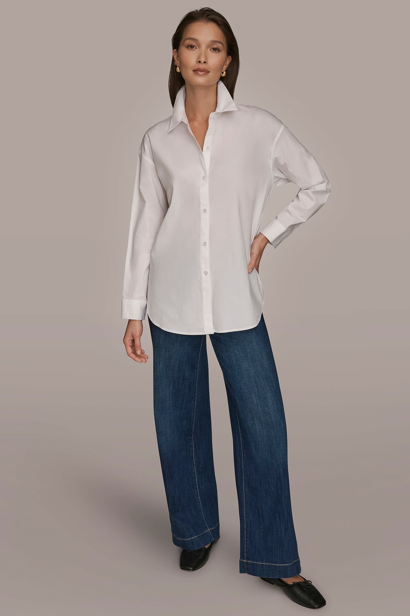 White COTTON-POPLIN SHIRT Donna Karan