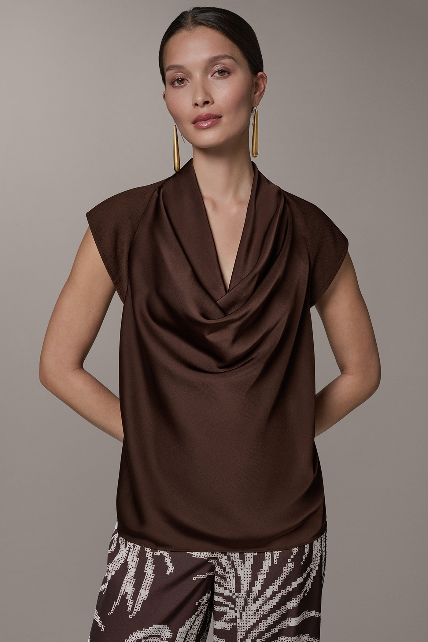 Canyon CAP SLEEVE MIXED MEDIA TOP Donna Karan