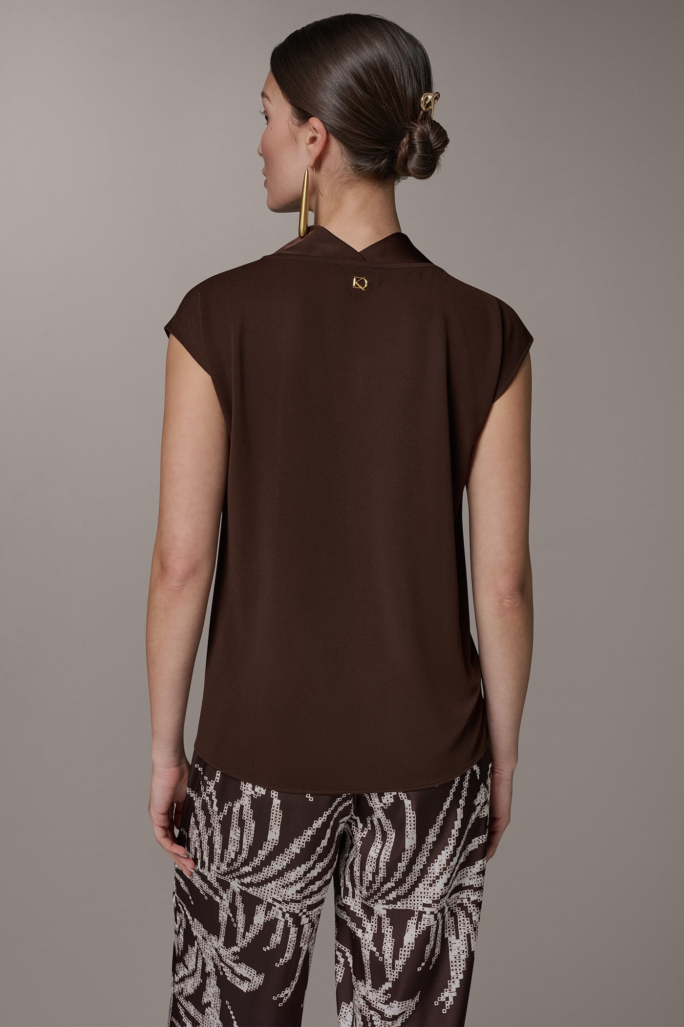 Canyon CAP SLEEVE MIXED MEDIA TOP Donna Karan